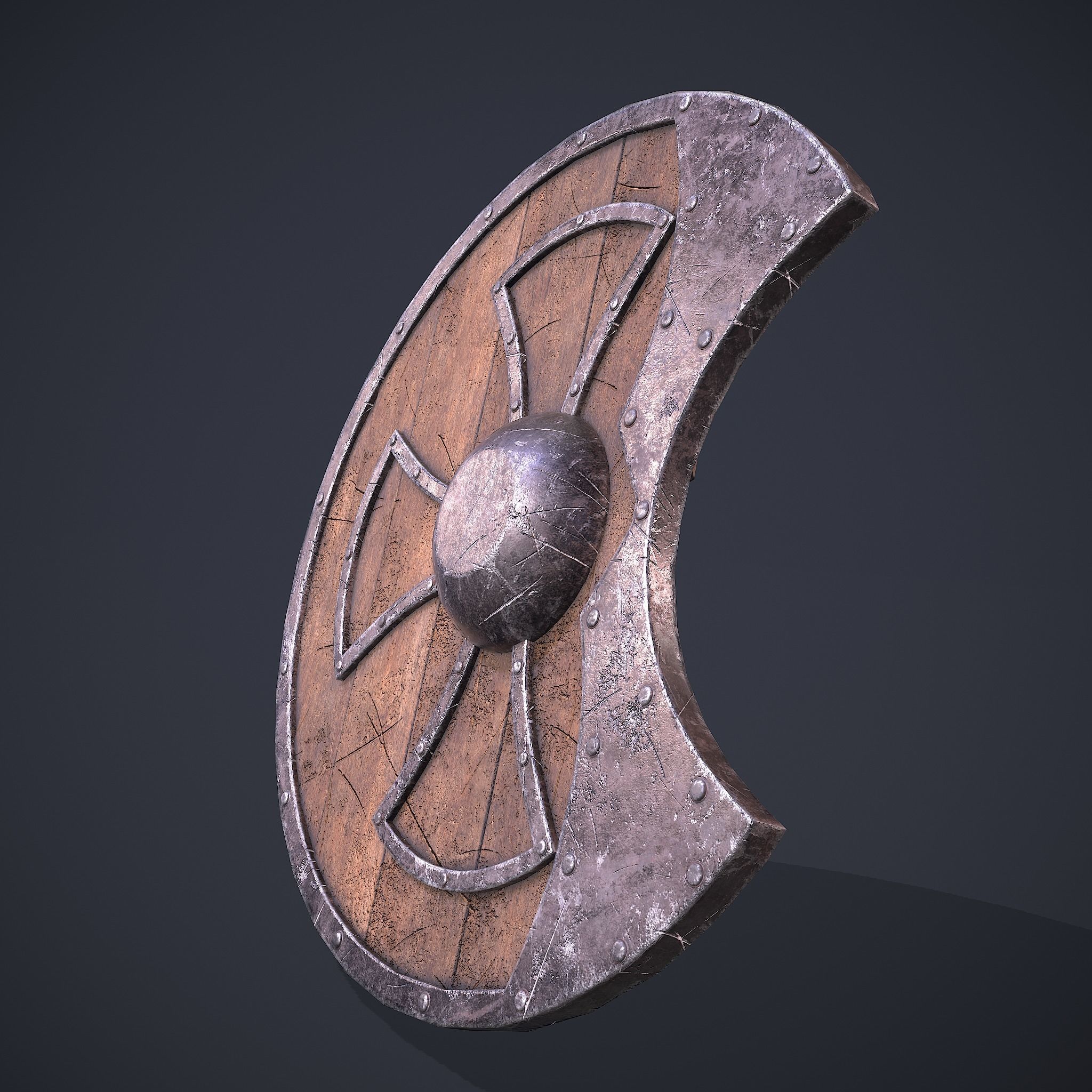 Medeival Warriors LARP Shield Low-poly 3D model_8