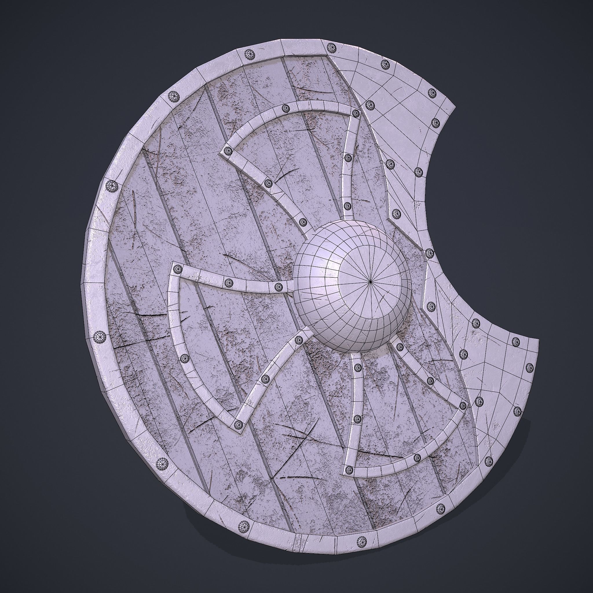 Medeival Warriors LARP Shield Low-poly 3D model_23