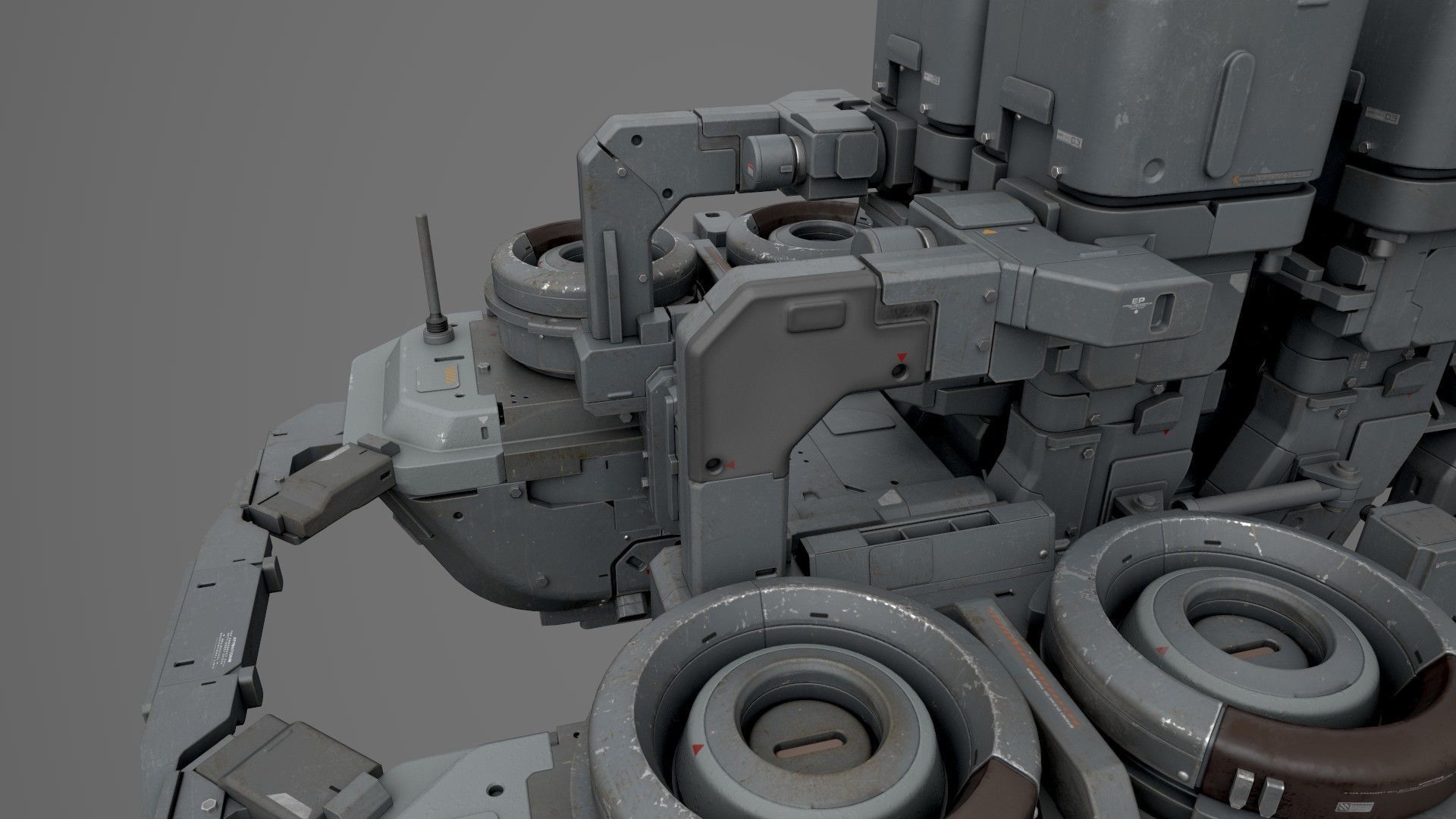 Scifi-543 spacecraft with two tanks 3D model_2