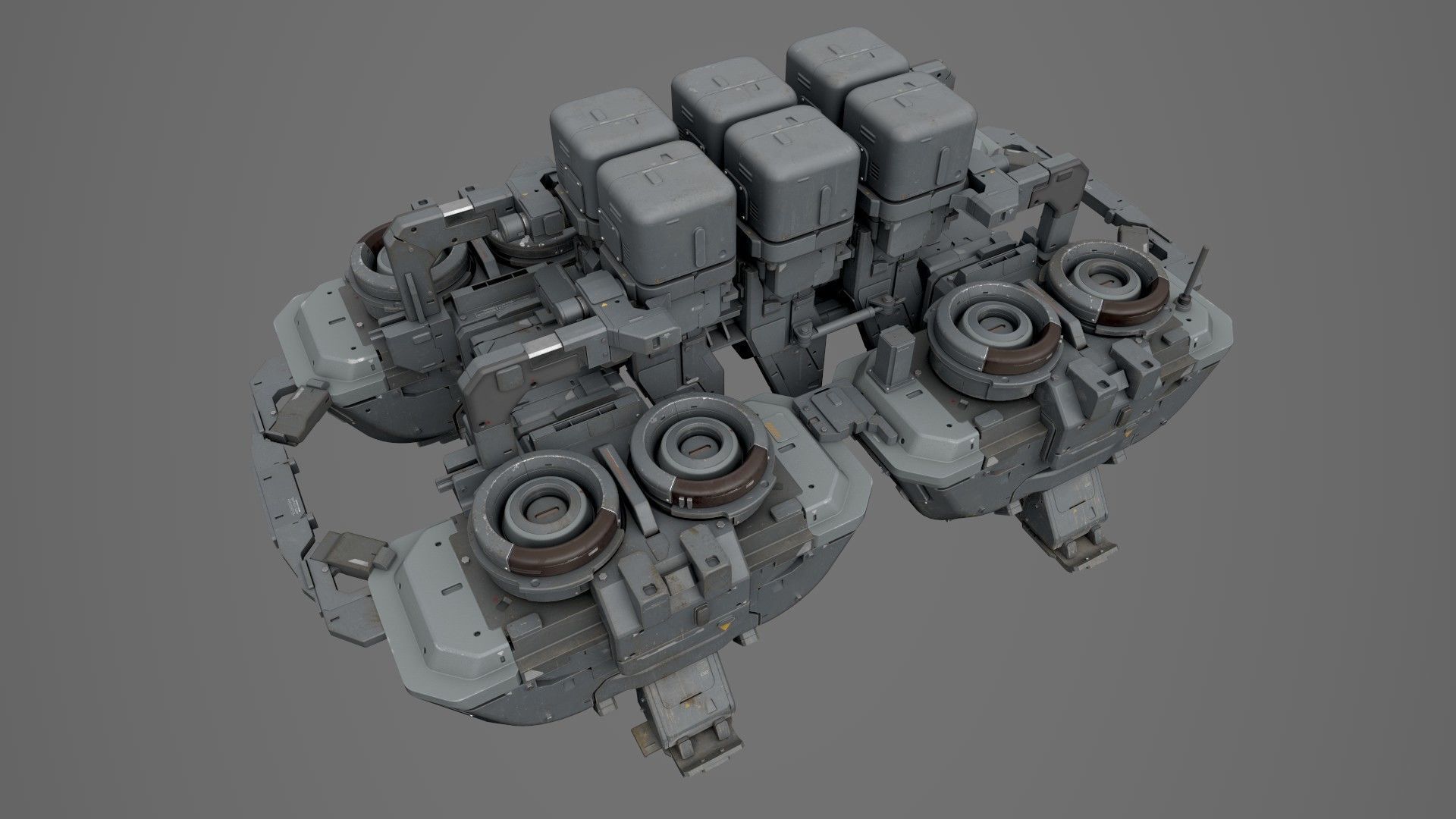 Scifi-543 spacecraft with two tanks 3D model_3