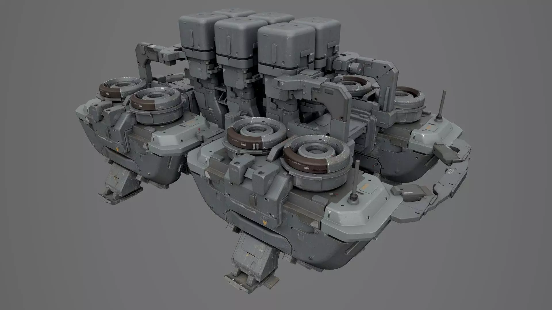 Scifi-543 spacecraft with two tanks 3D model_0