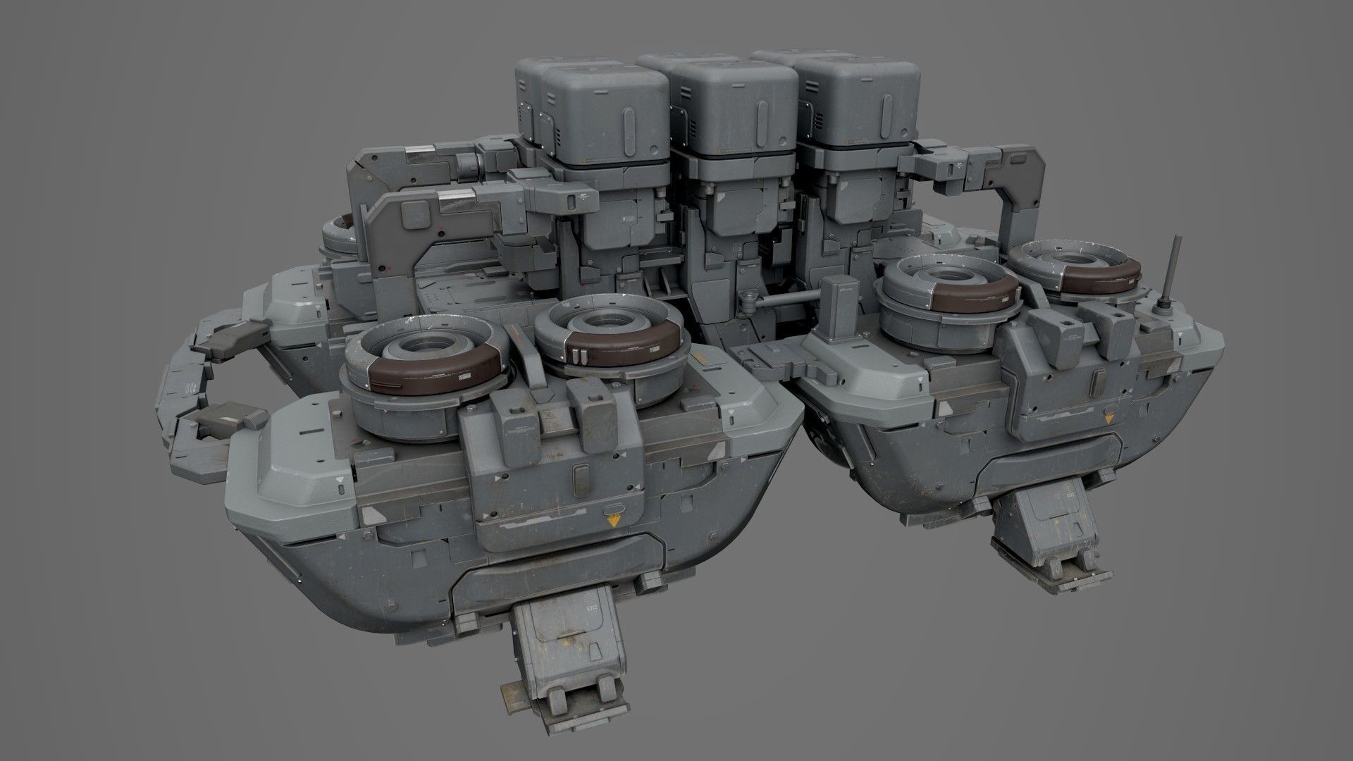 Scifi-543 spacecraft with two tanks 3D model_1