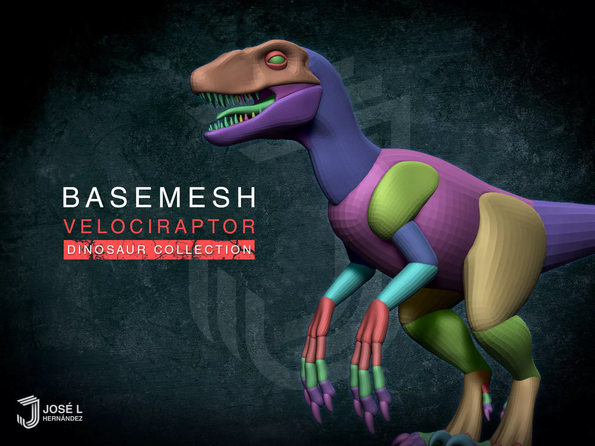 Blockout Velociraptor 3D model_0