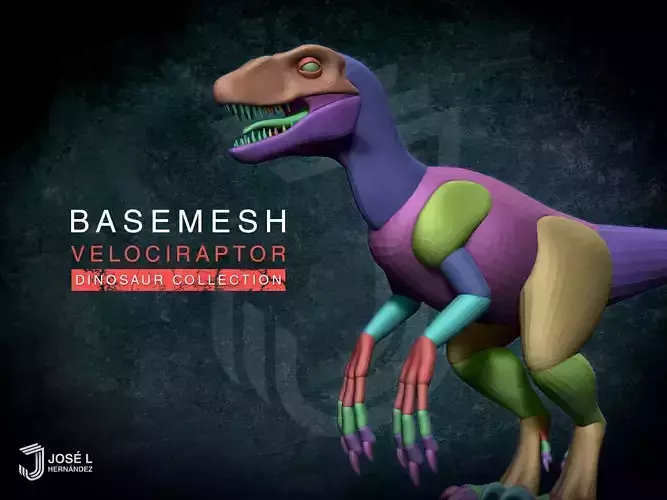 Blockout Velociraptor 3D model