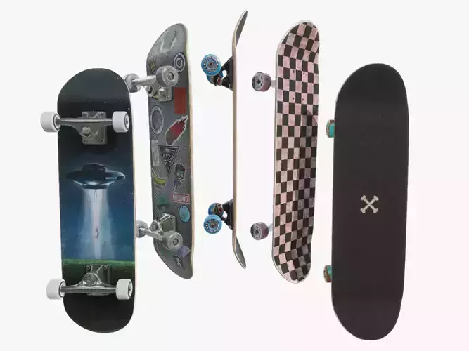 Skateboard 10 Pack Low-poly 3D model