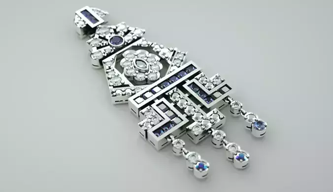 An Art Deco Fine Jewelry Earrings Ready To Print 3D Model 3D print model