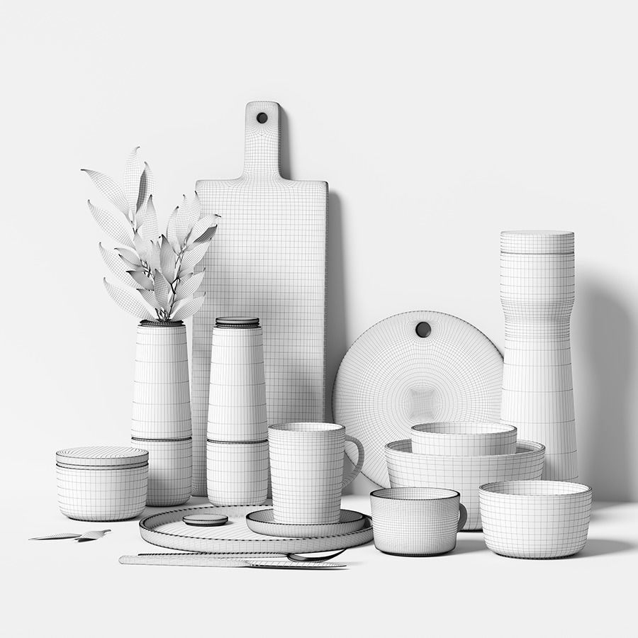 Minimalist tableware 3D model_4