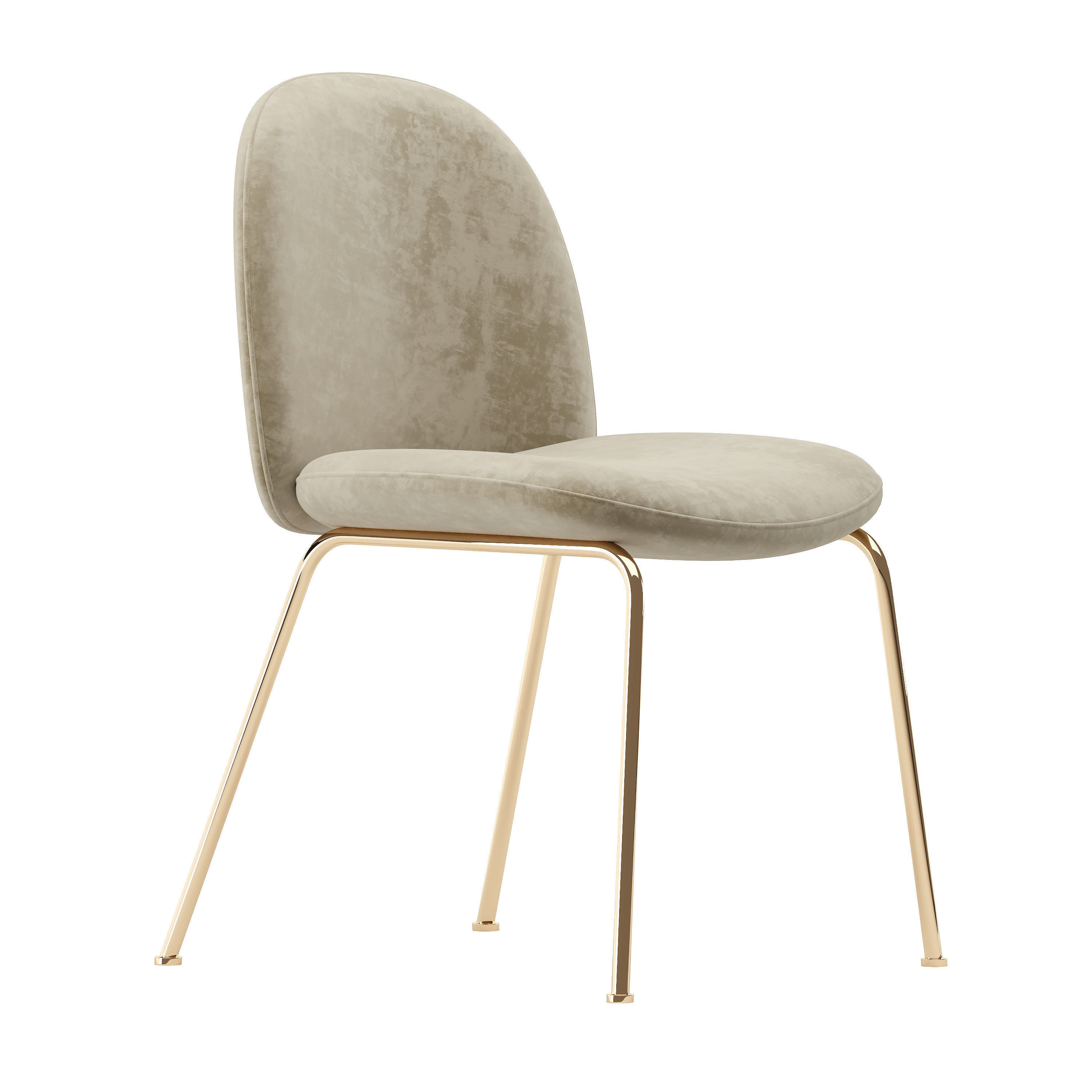 Dining set 2 chair velvet with gold legs 3D model_2