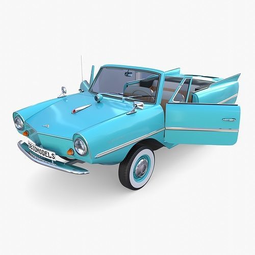 Amphicar 770 Blue w Interior 3D model