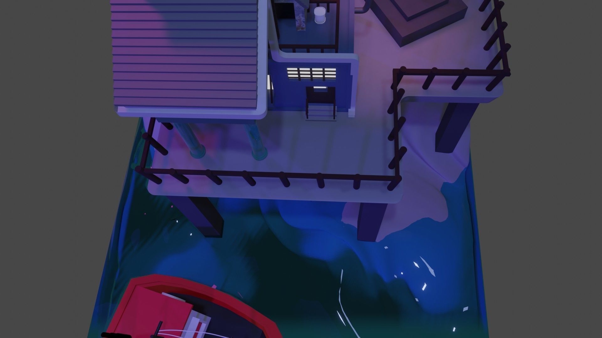 low poly harbor house Low-poly 3D model_1