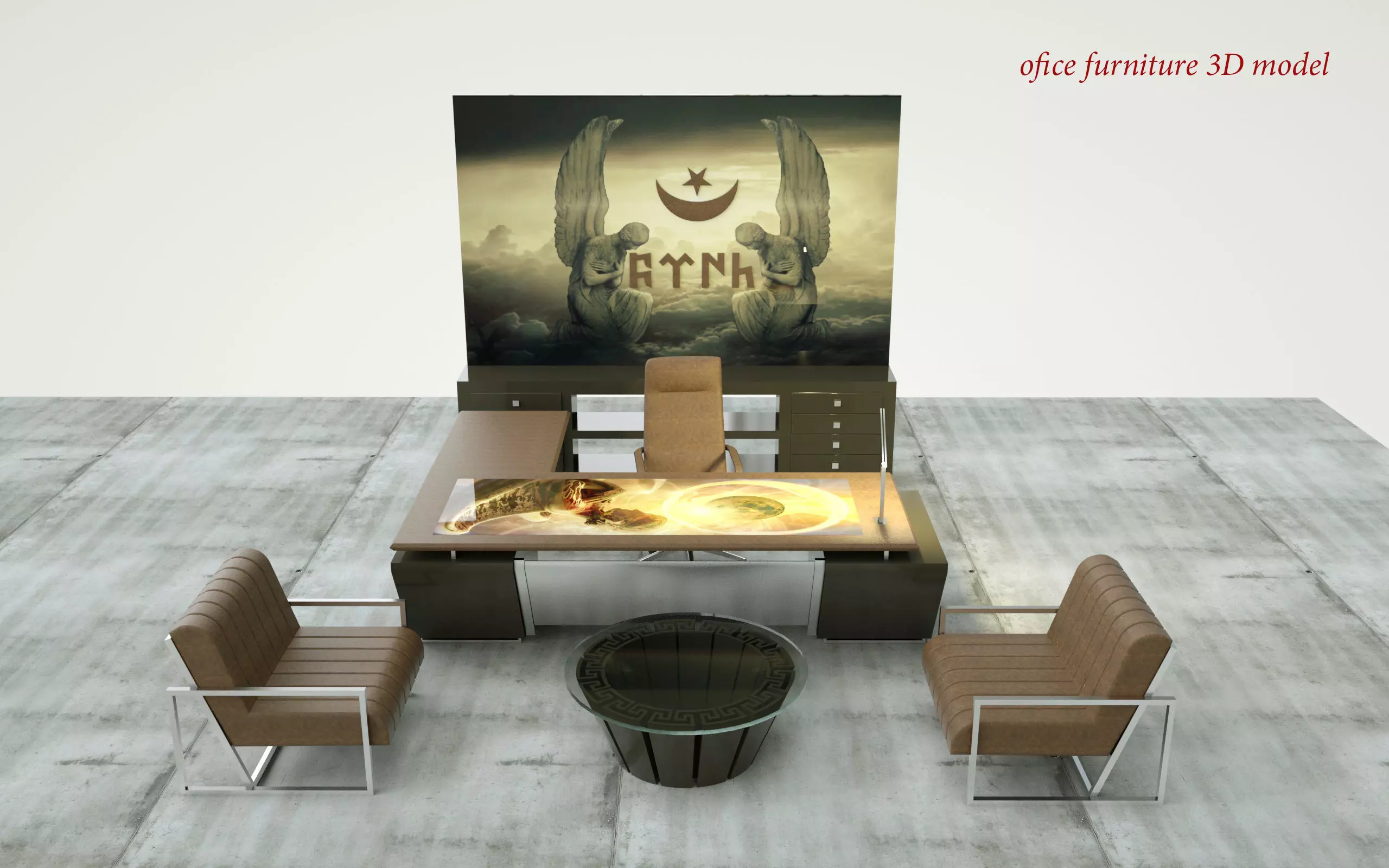 office furniture 3d model pack Low-poly 3D model