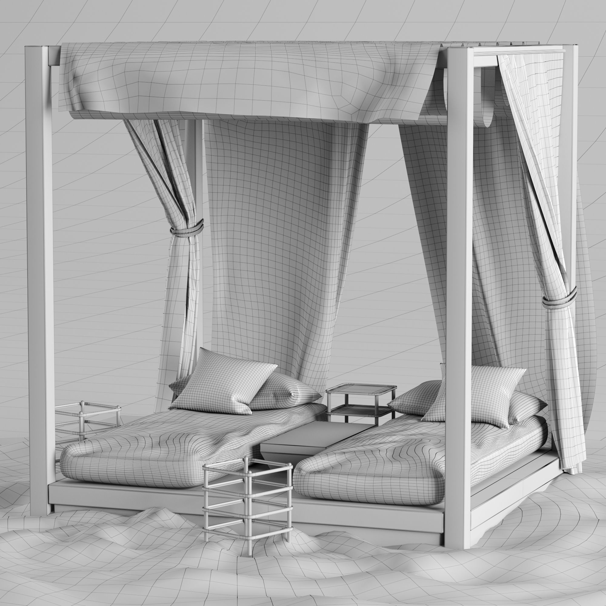 Beach lounge outdoor set 2 3D model_33