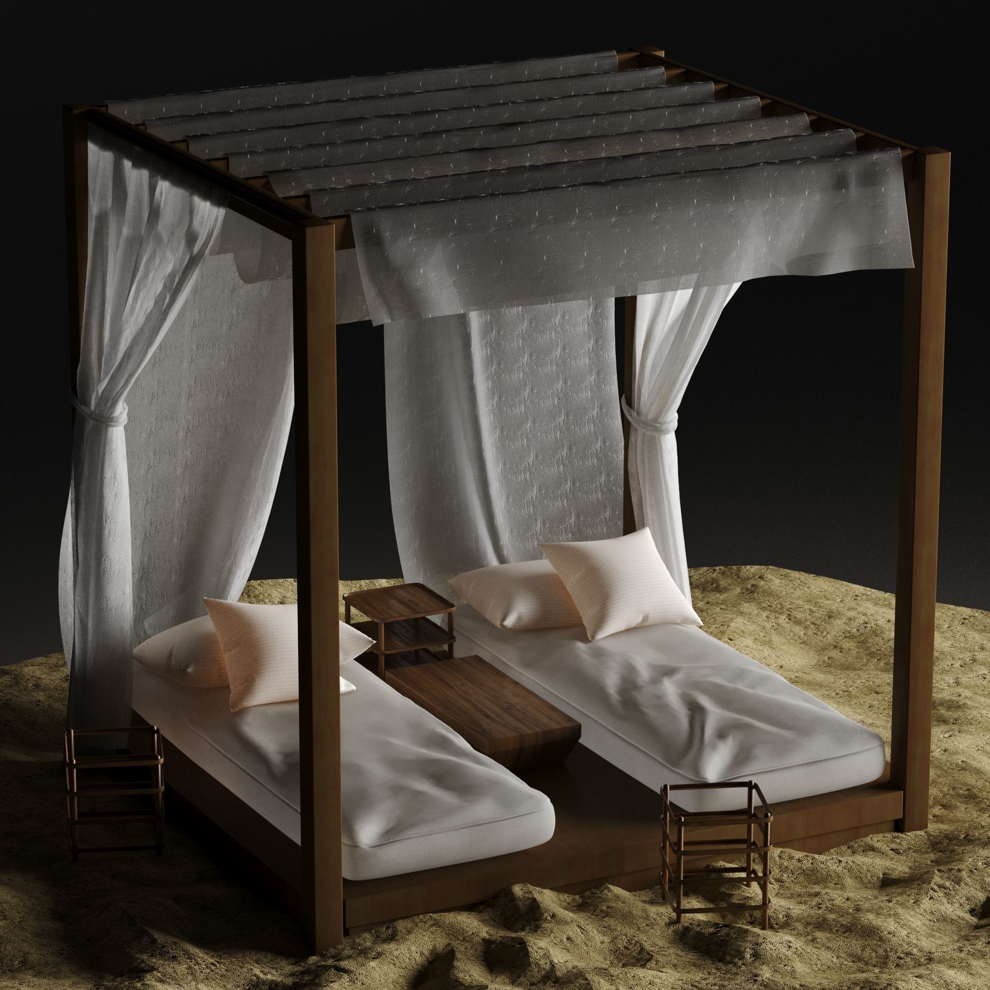 Beach lounge outdoor set 2 3D model_9