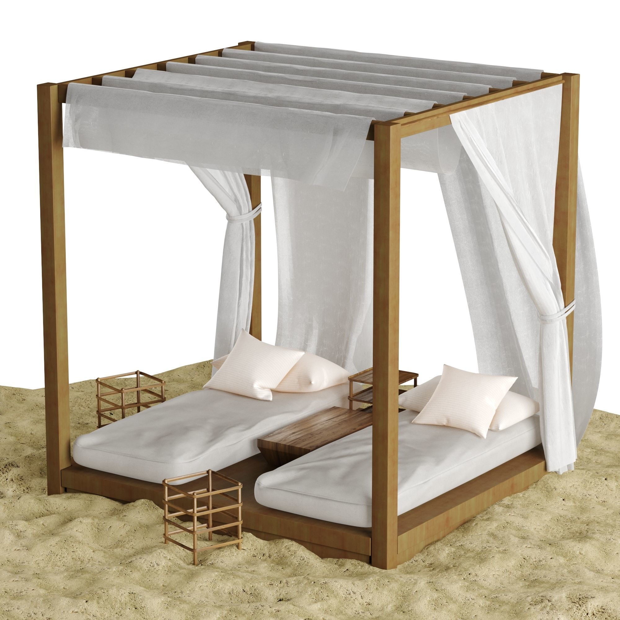 Beach lounge outdoor set 2 3D model_1