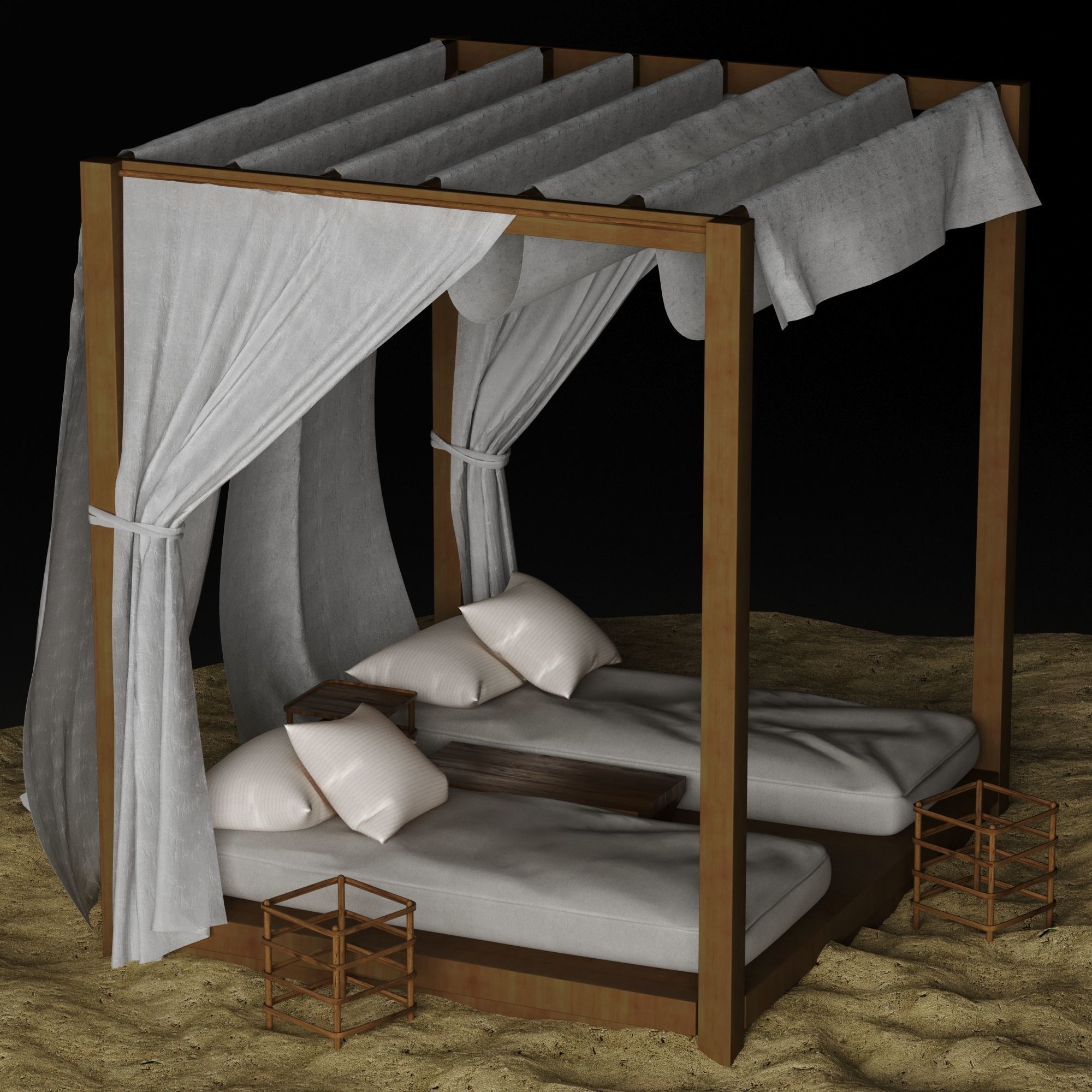 Beach lounge outdoor set 2 3D model_15