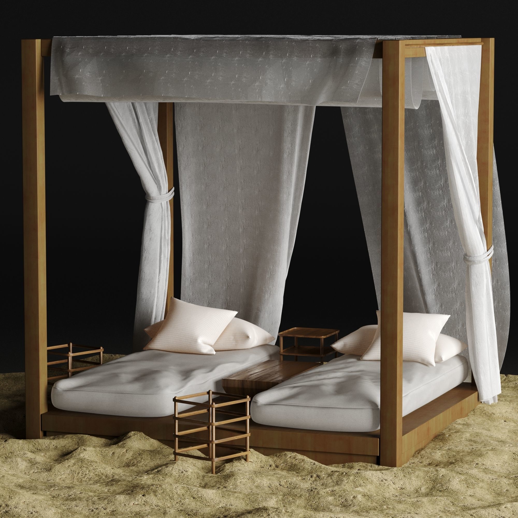 Beach lounge outdoor set 2 3D model_43