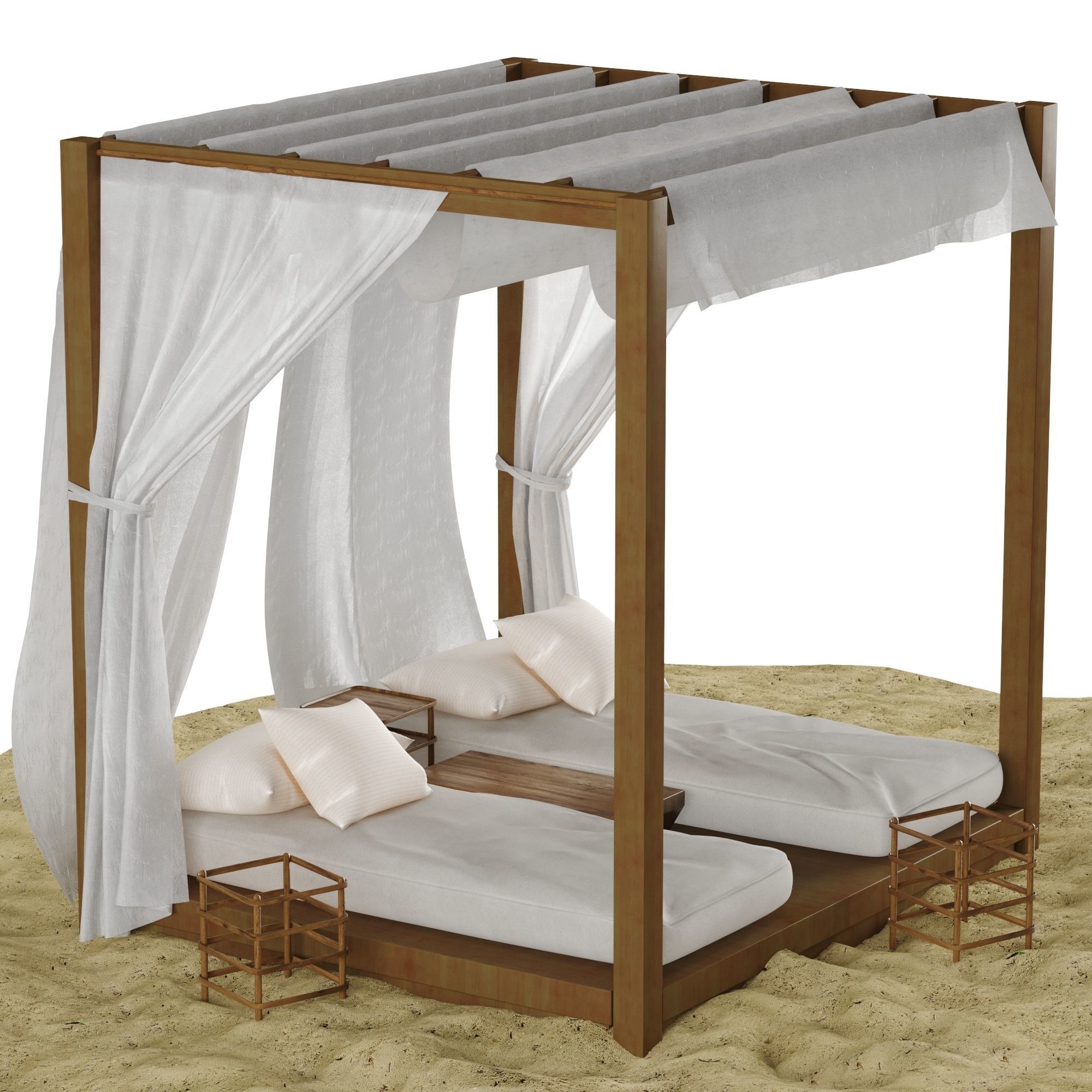 Beach lounge outdoor set 2 3D model_22
