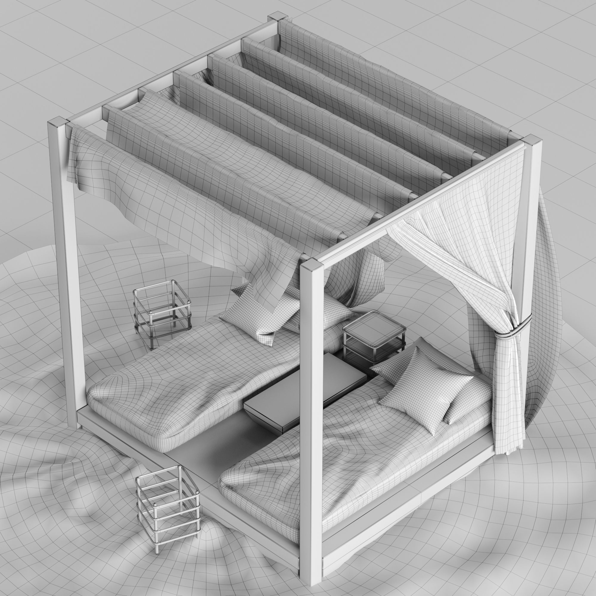 Beach lounge outdoor set 2 3D model_36