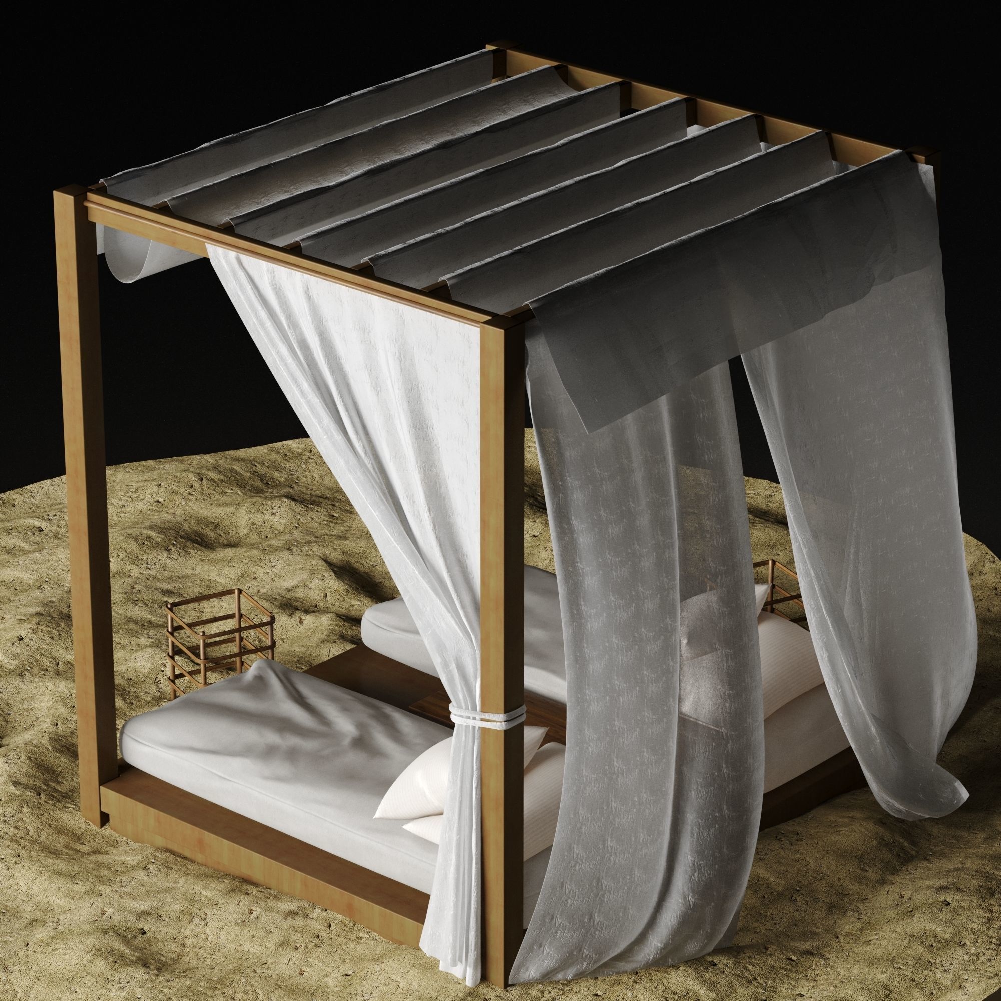 Beach lounge outdoor set 2 3D model_25