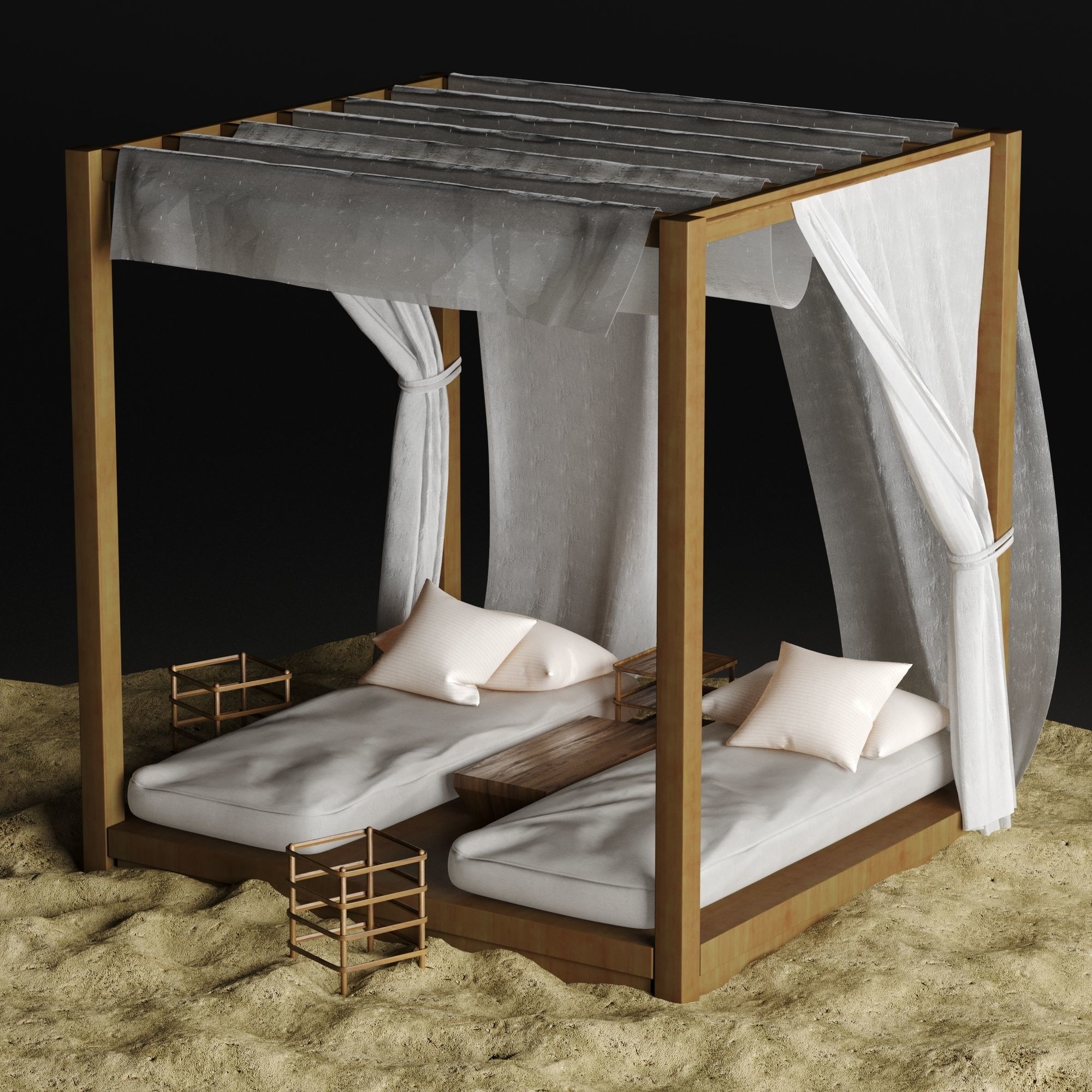 Beach lounge outdoor set 2 3D model_5