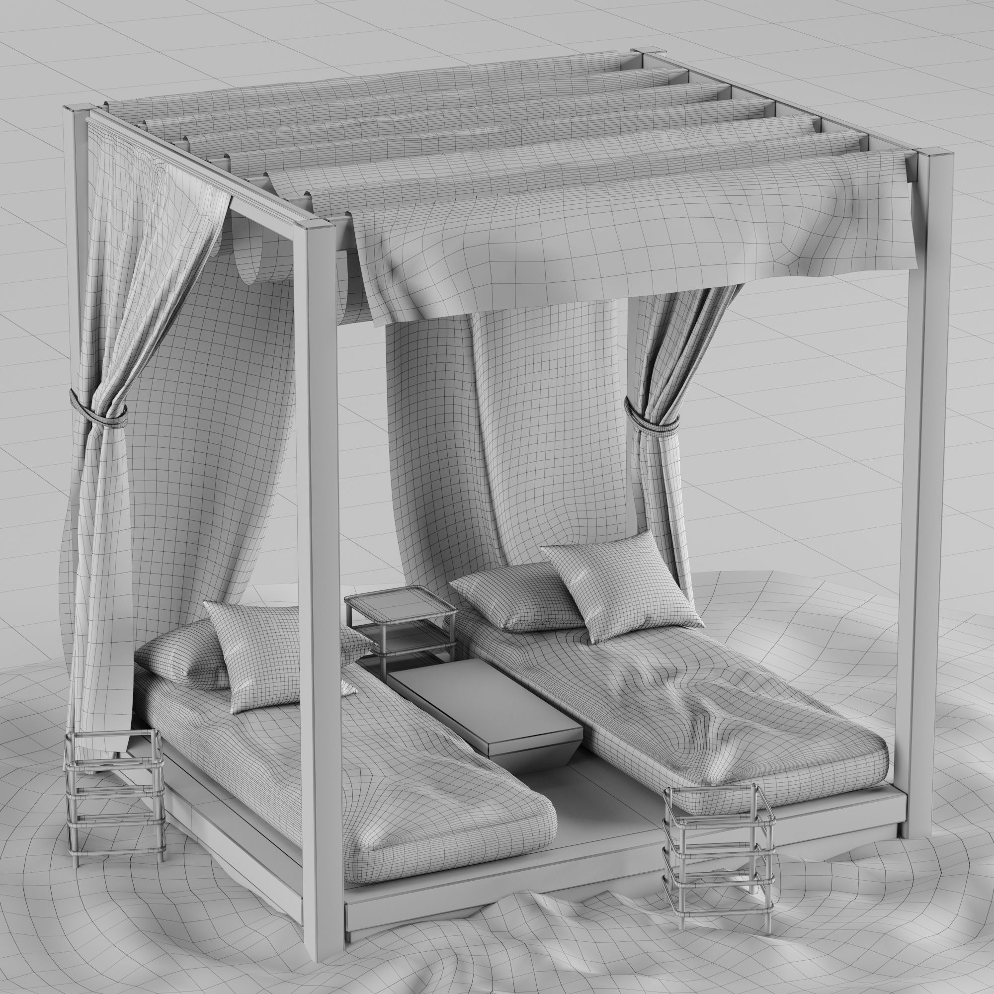 Beach lounge outdoor set 2 3D model_38