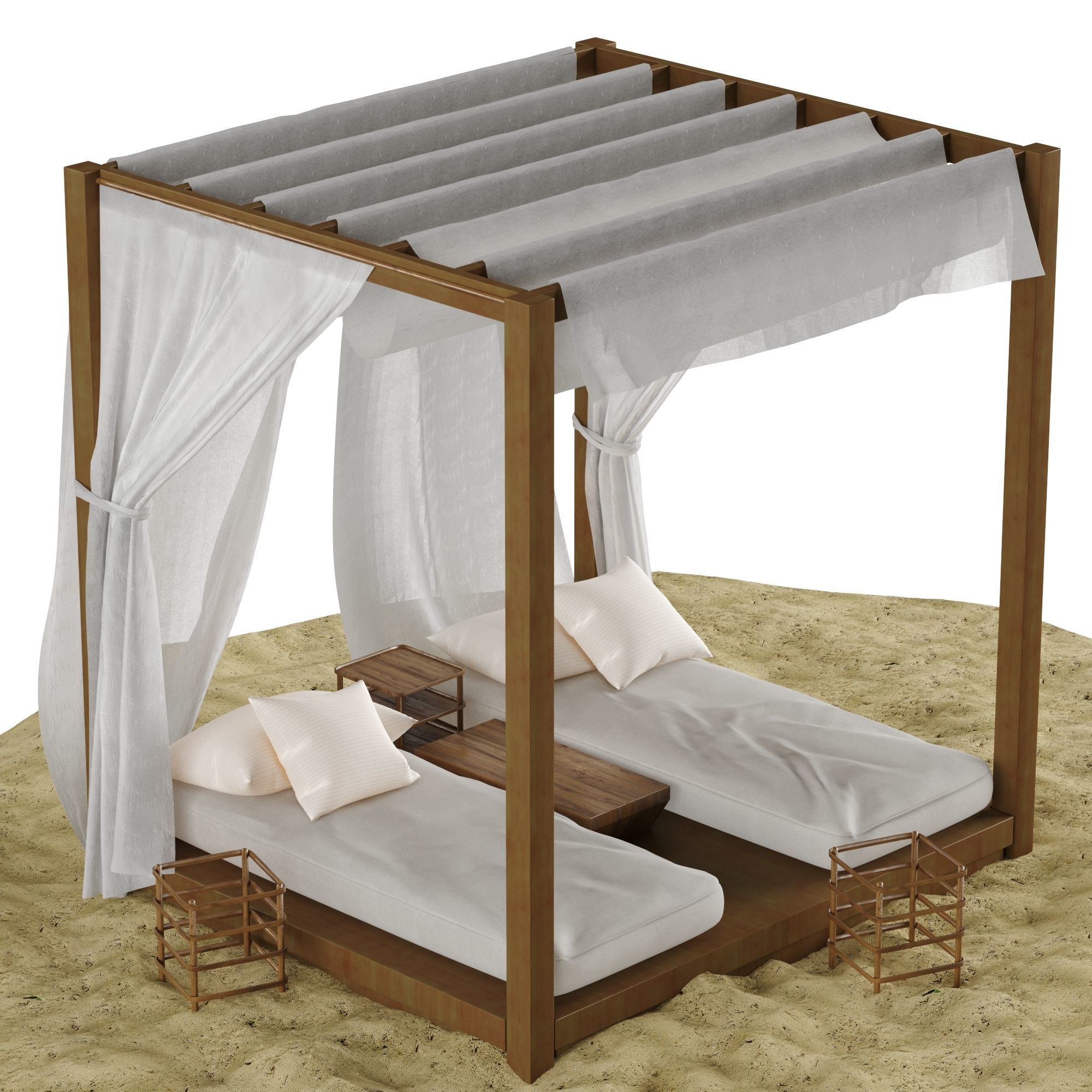 Beach lounge outdoor set 2 3D model_6