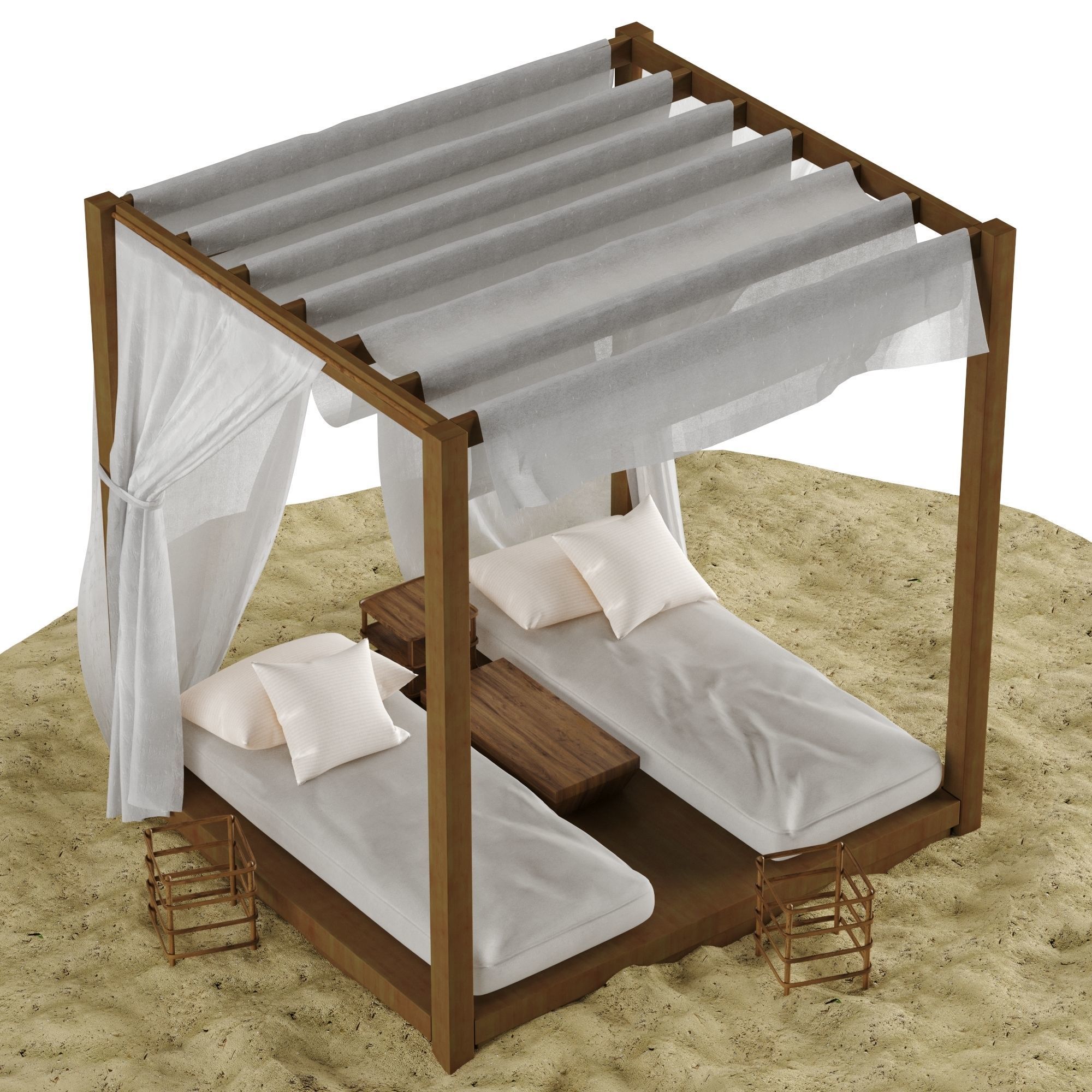 Beach lounge outdoor set 2 3D model_4