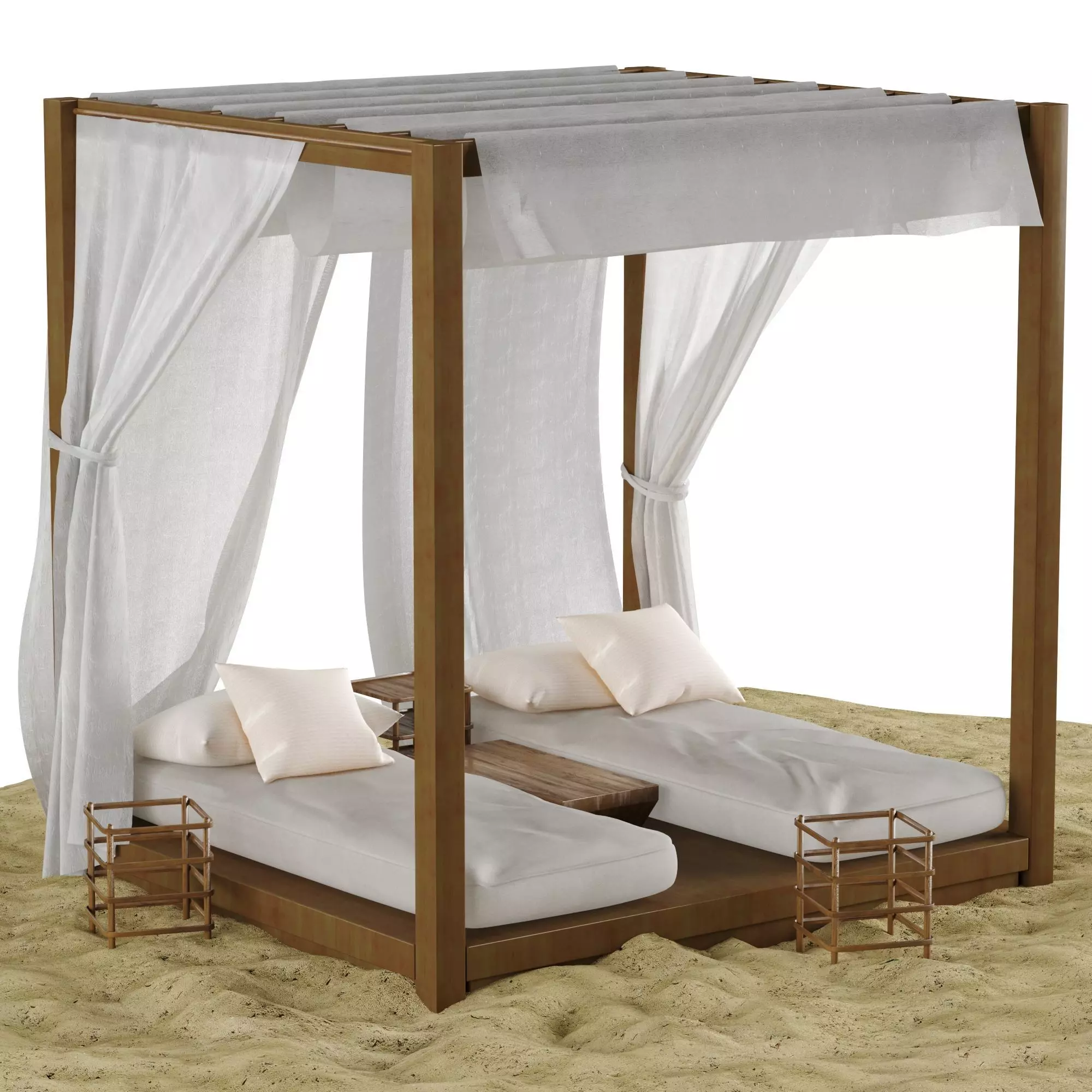 Beach lounge outdoor set 2 3D model_0
