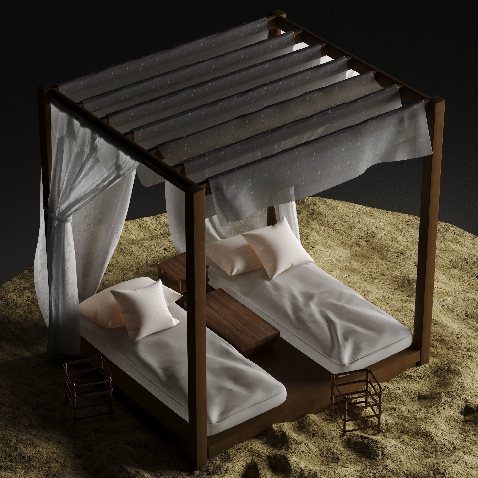 Beach lounge outdoor set 2 3D model_11