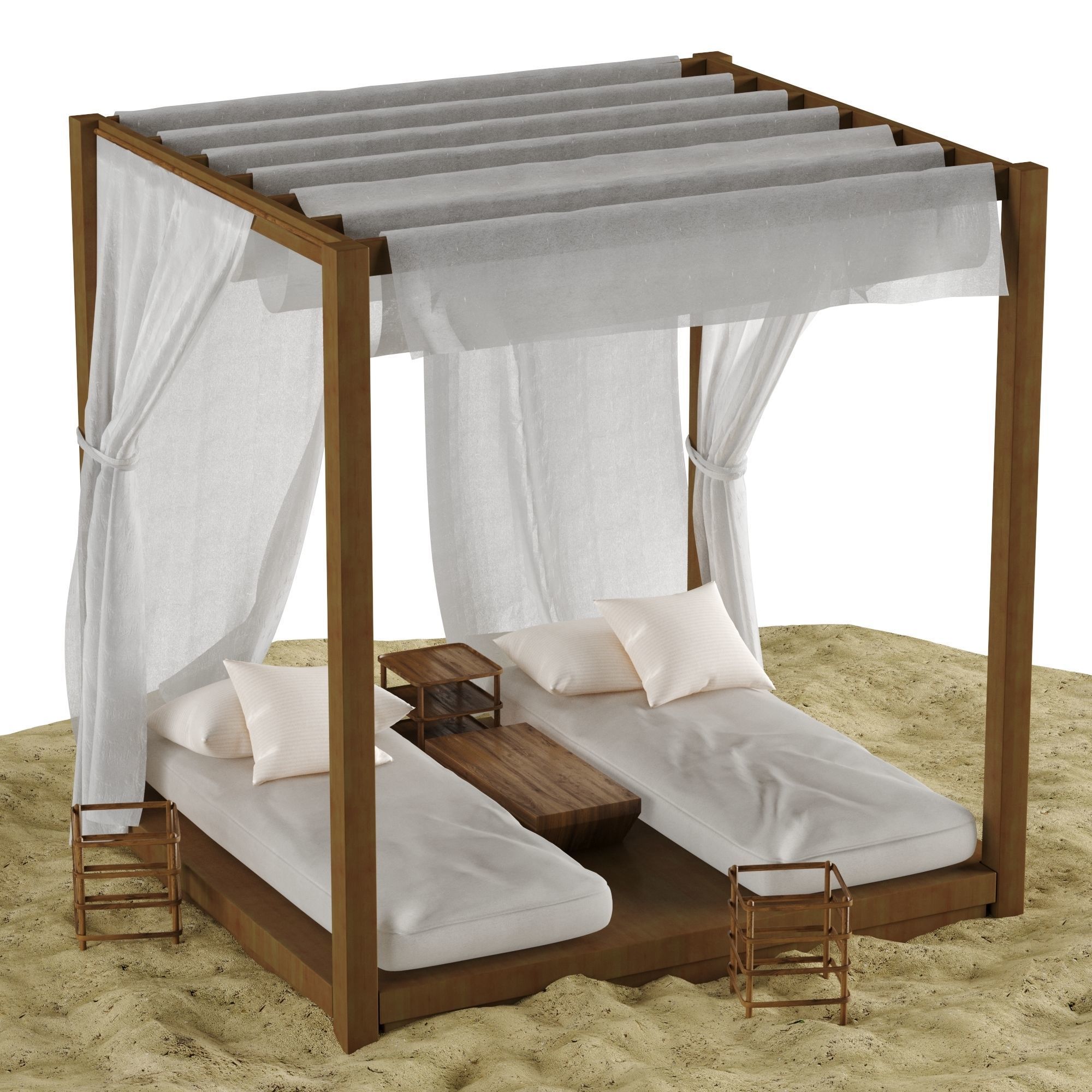 Beach lounge outdoor set 2 3D model_14
