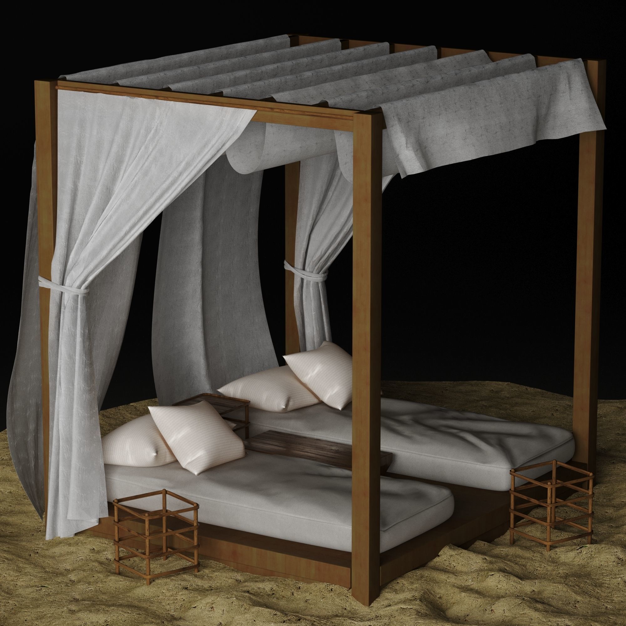Beach lounge outdoor set 2 3D model_23