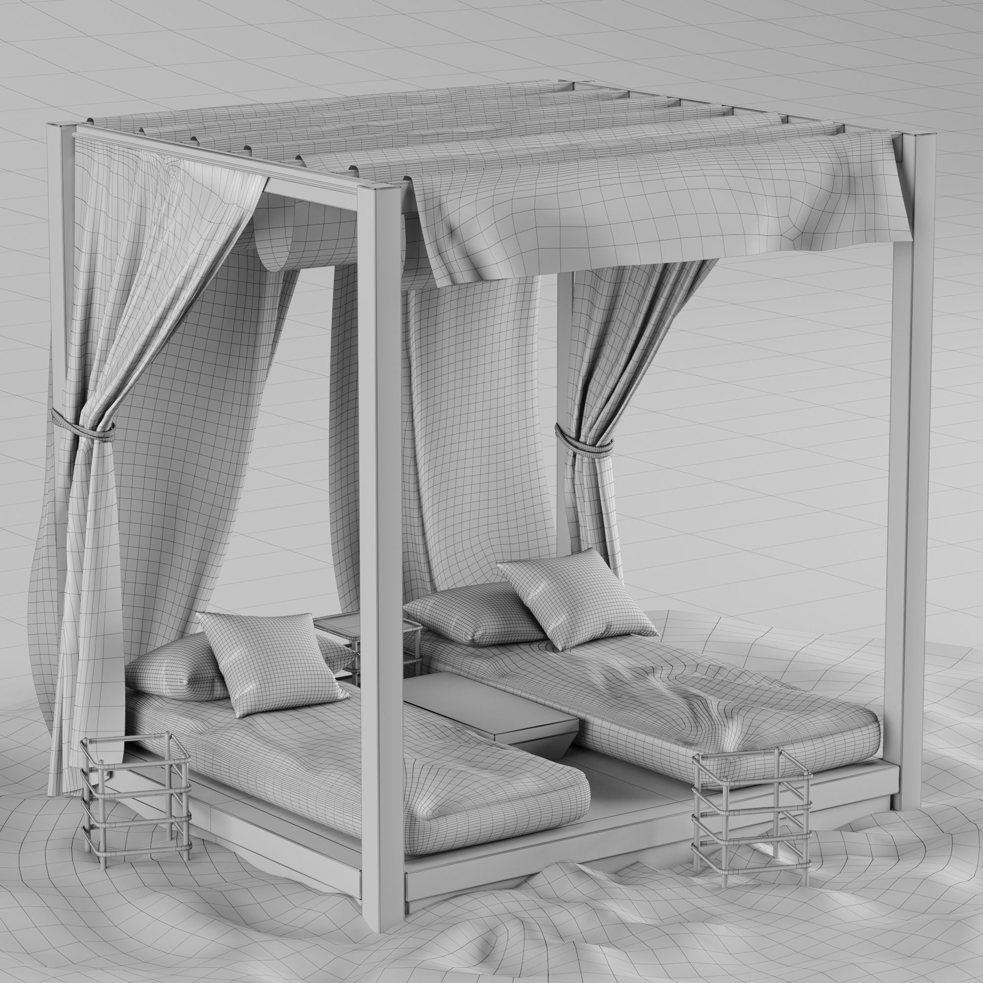 Beach lounge outdoor set 2 3D model_35