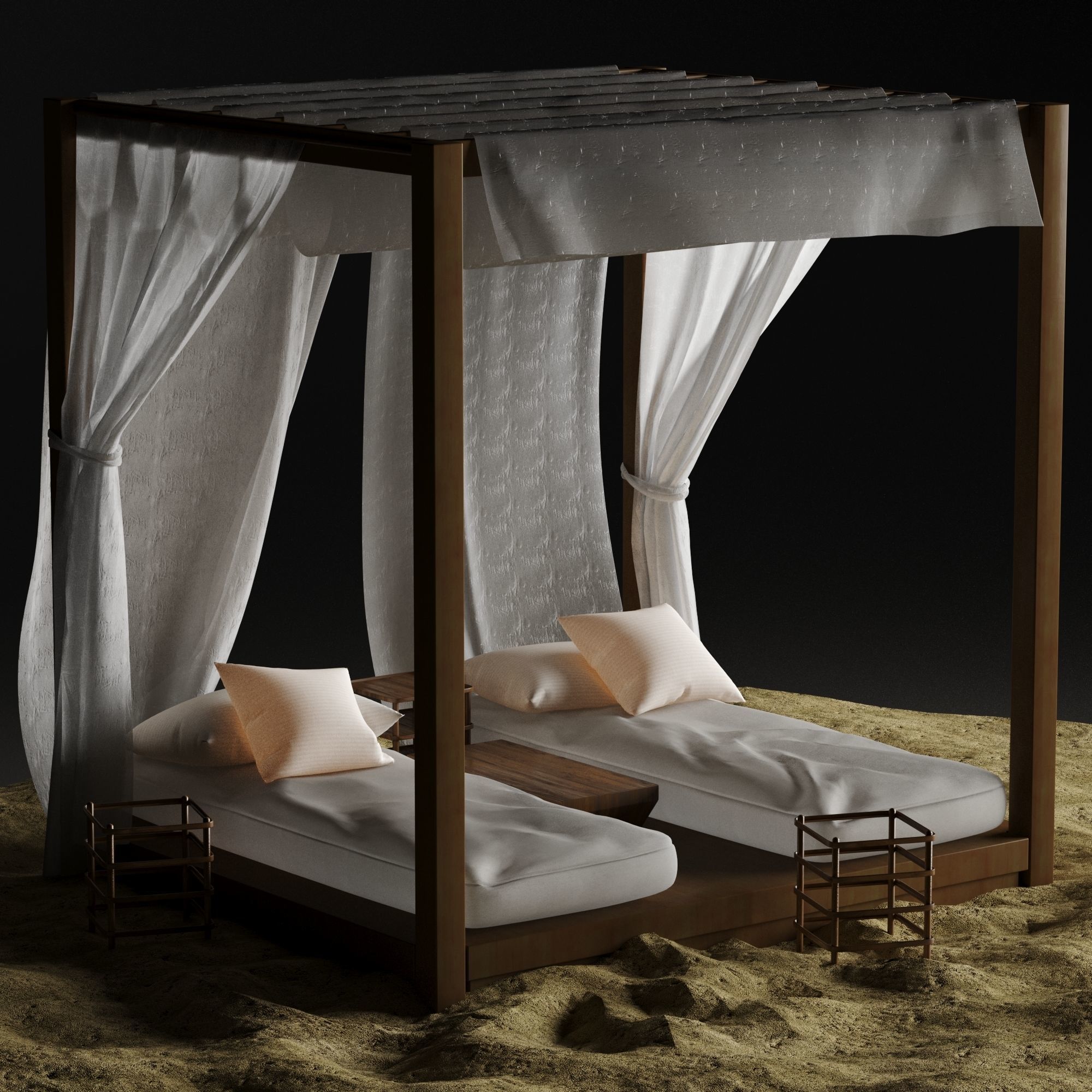 Beach lounge outdoor set 2 3D model_40