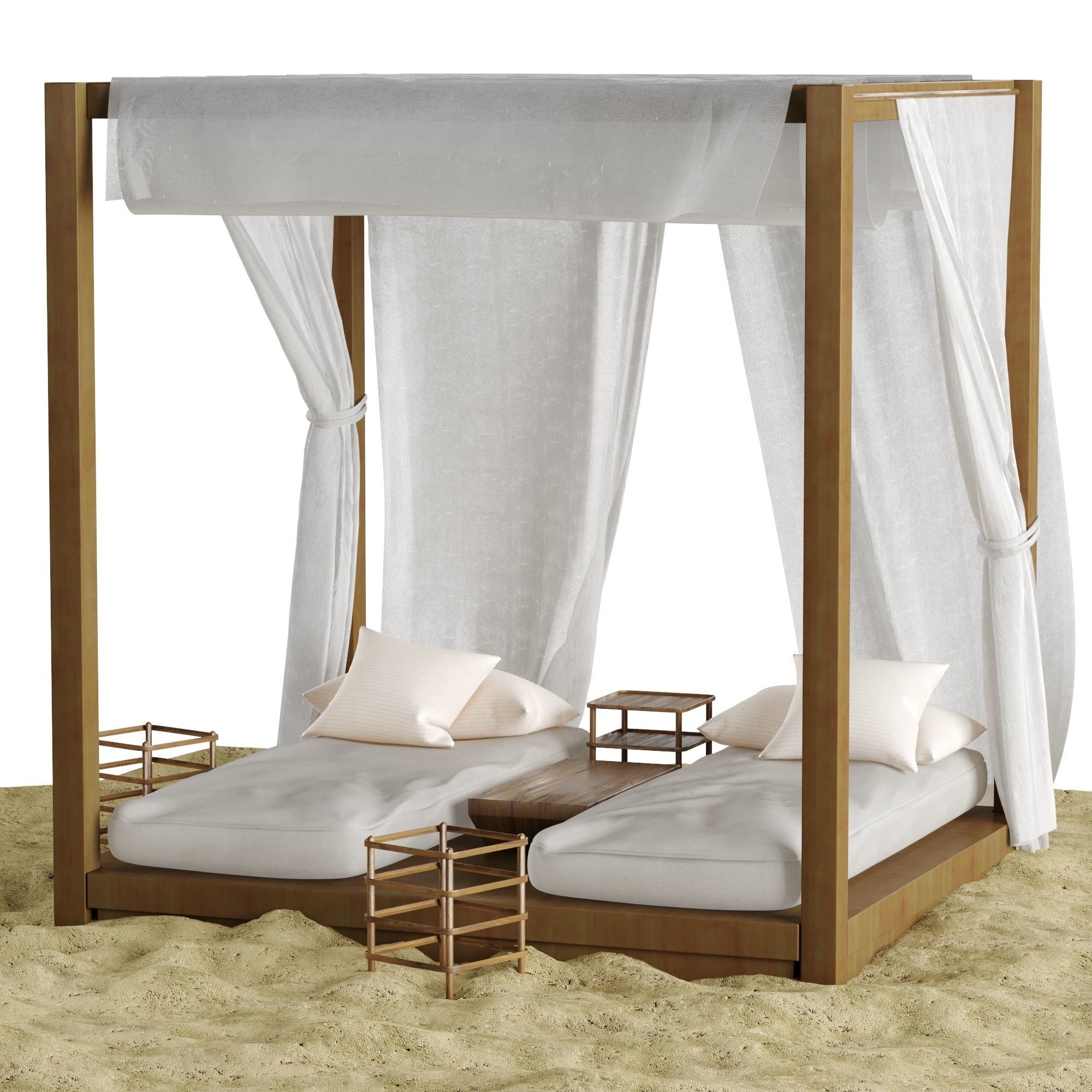 Beach lounge outdoor set 2 3D model_3