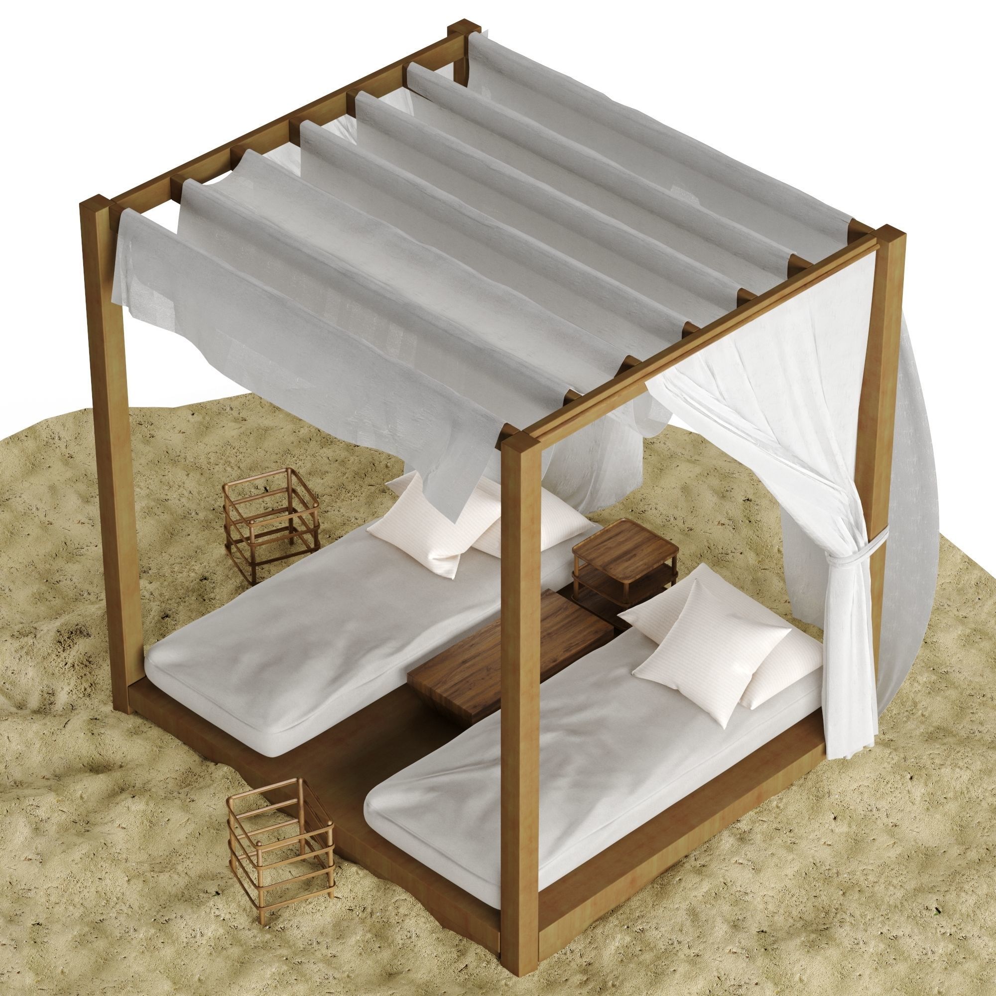 Beach lounge outdoor set 2 3D model_12