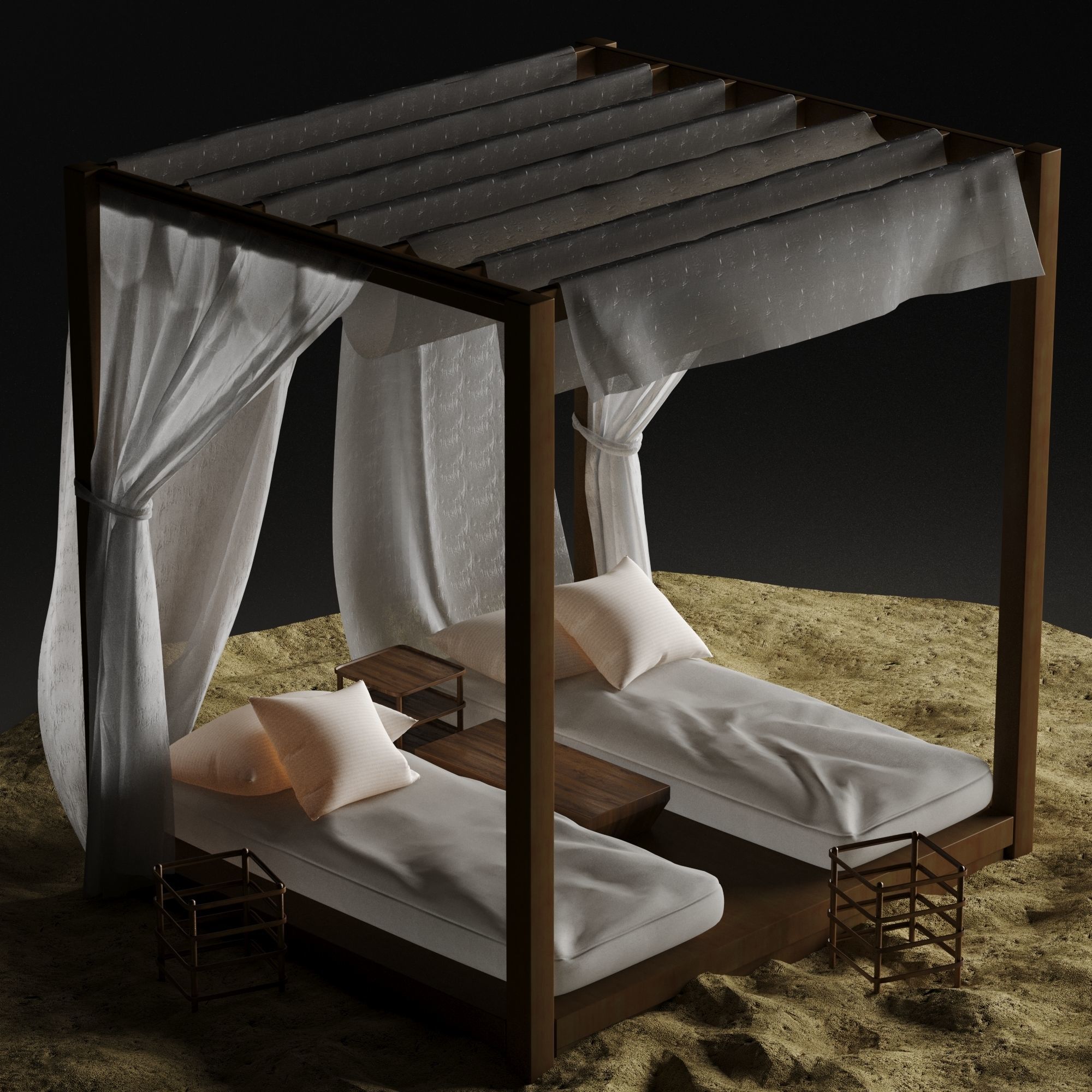 Beach lounge outdoor set 2 3D model_44