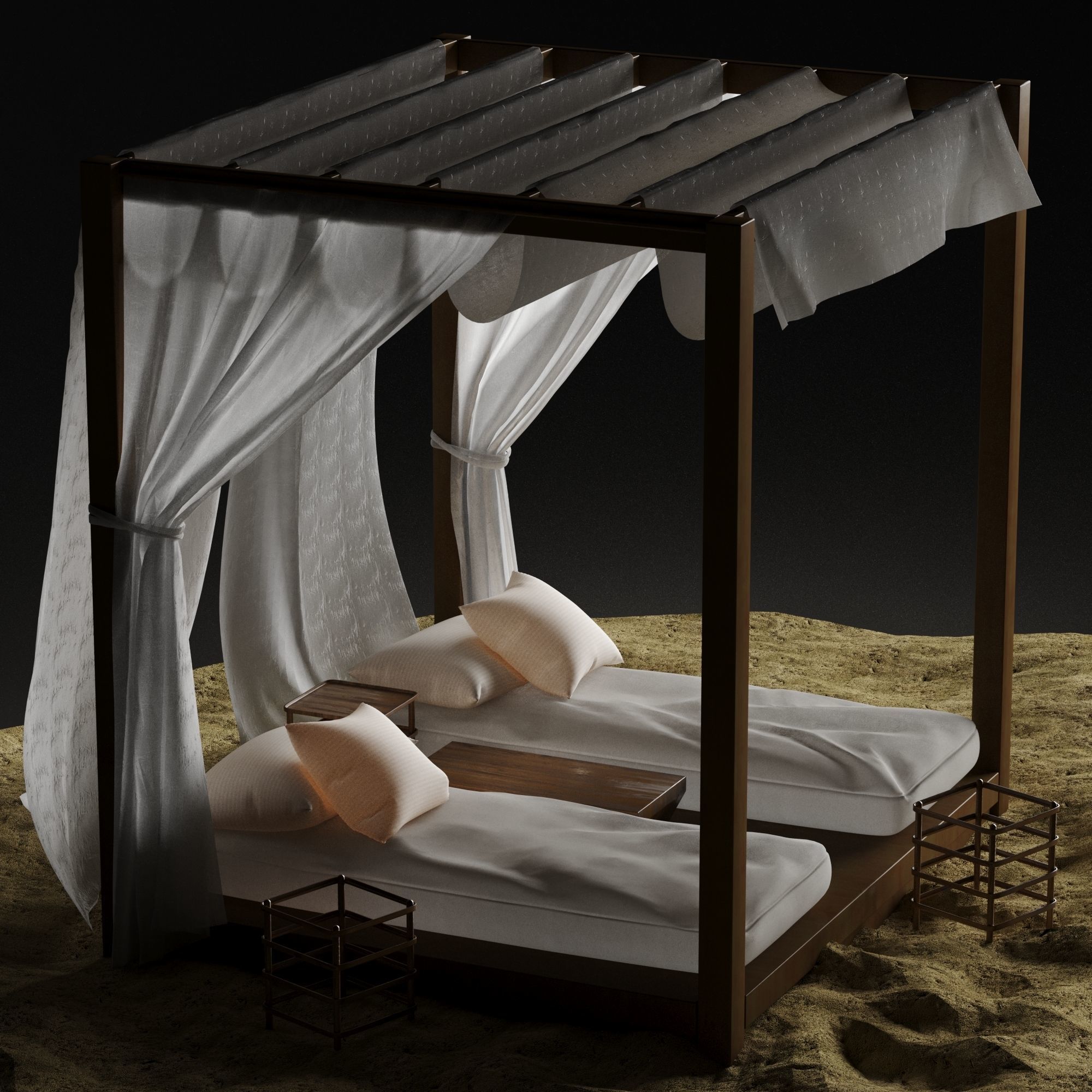 Beach lounge outdoor set 2 3D model_13