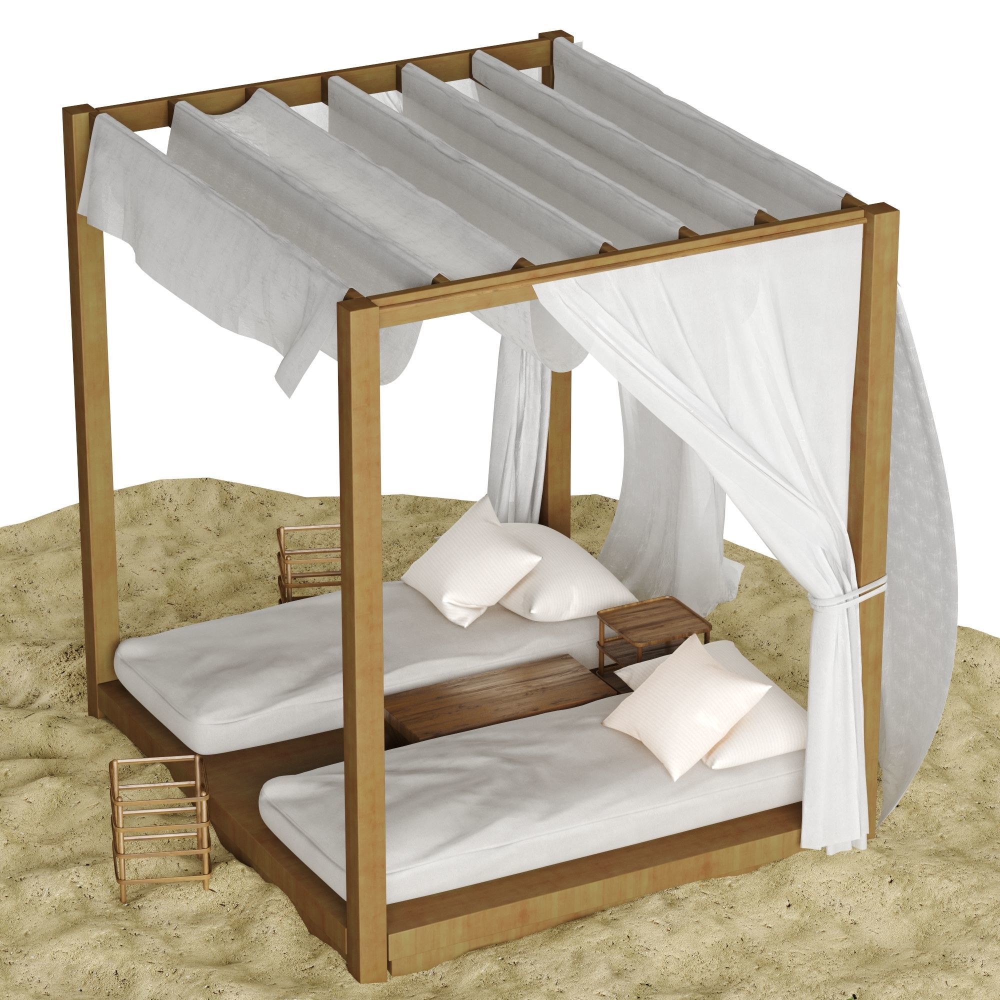 Beach lounge outdoor set 2 3D model_30