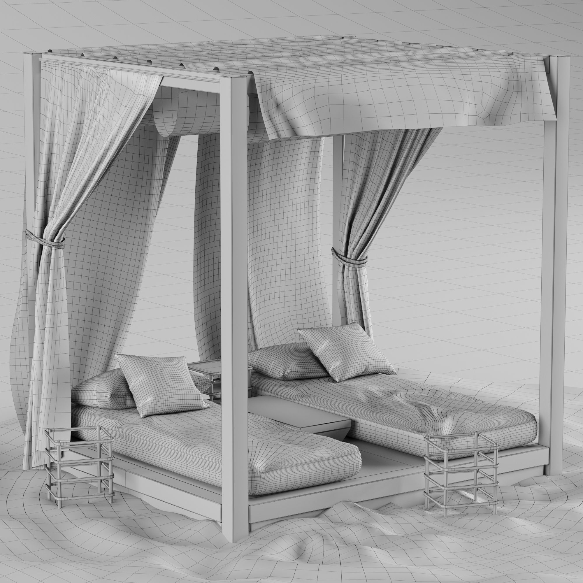 Beach lounge outdoor set 2 3D model_32