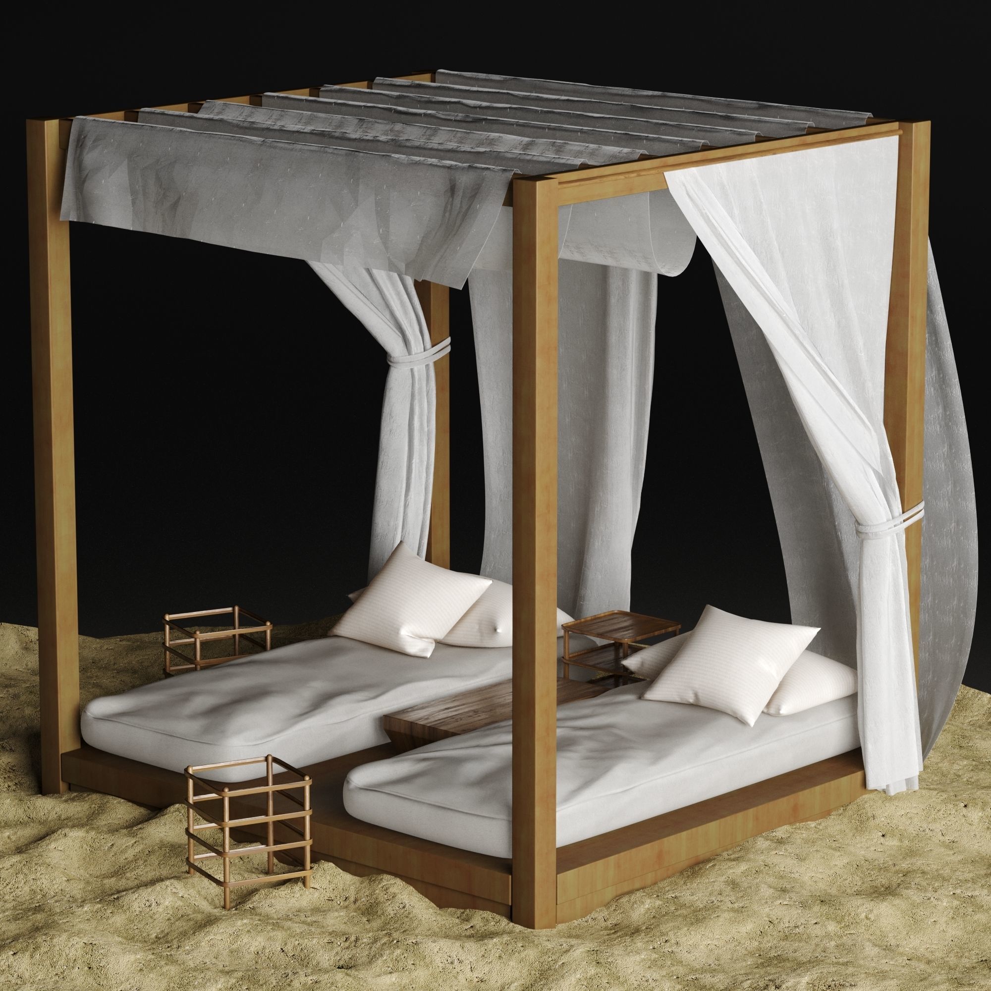 Beach lounge outdoor set 2 3D model_24
