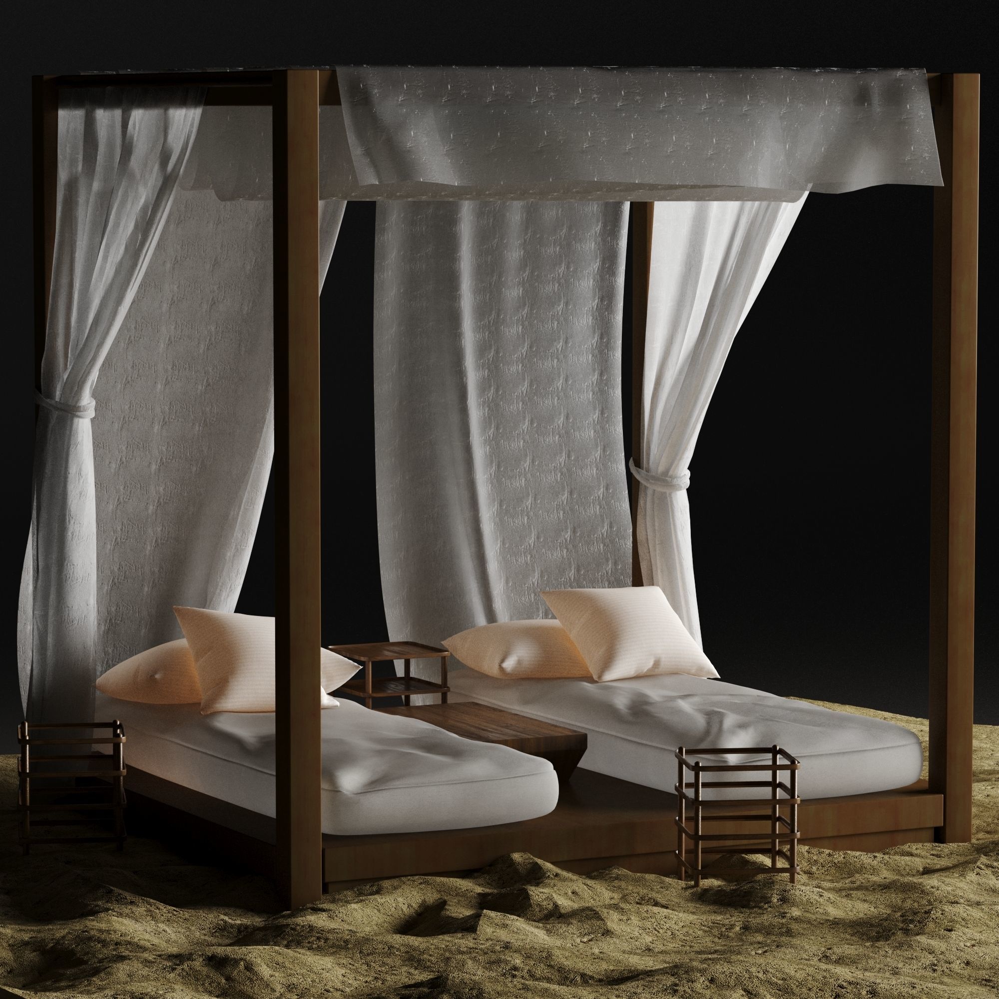 Beach lounge outdoor set 2 3D model_17