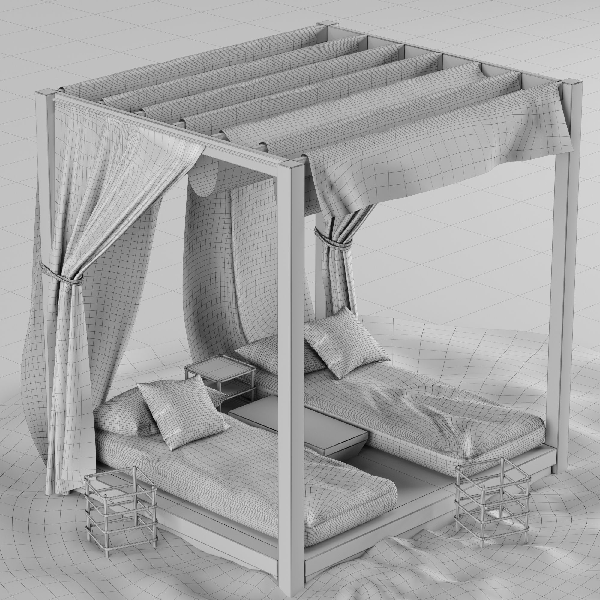 Beach lounge outdoor set 2 3D model_34
