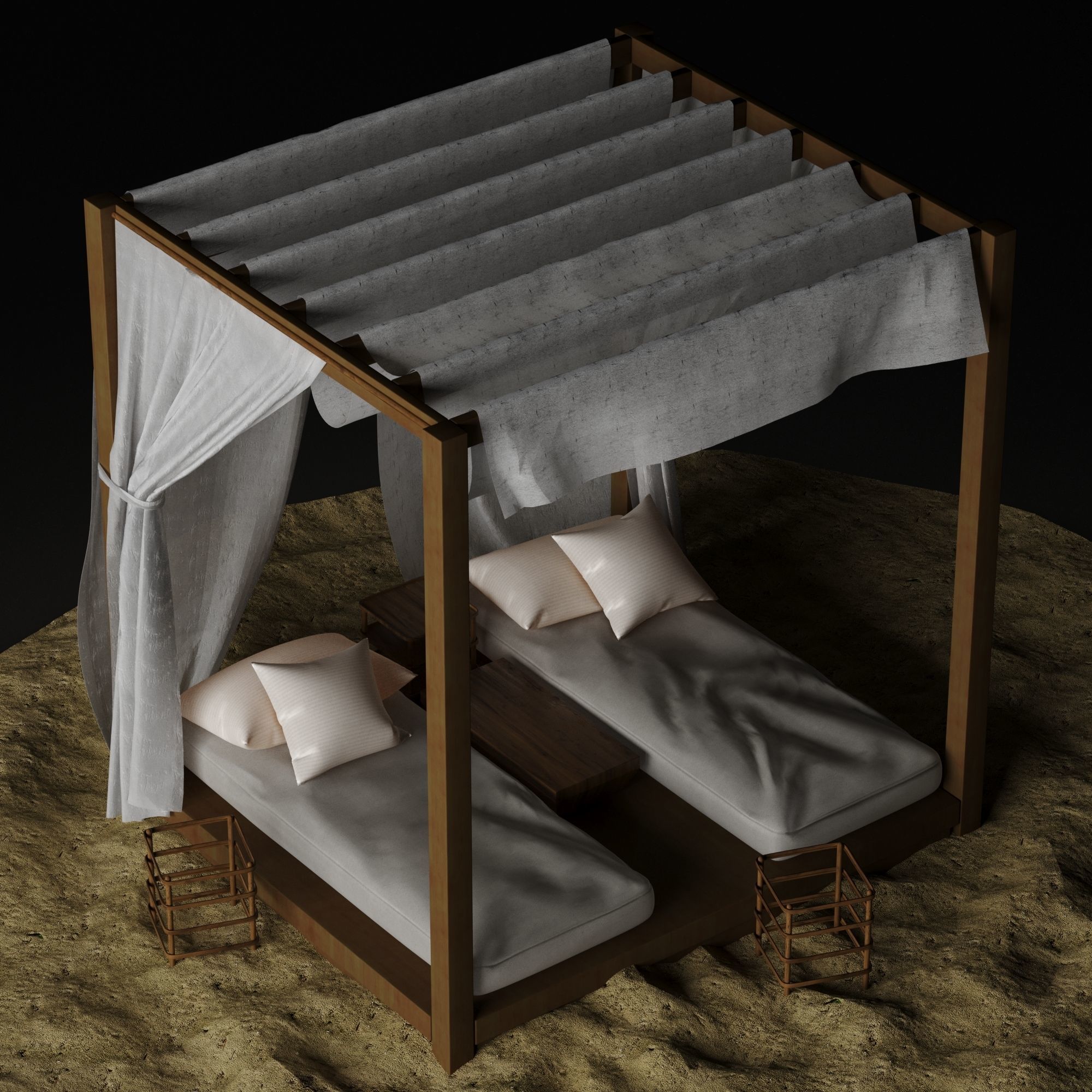 Beach lounge outdoor set 2 3D model_19