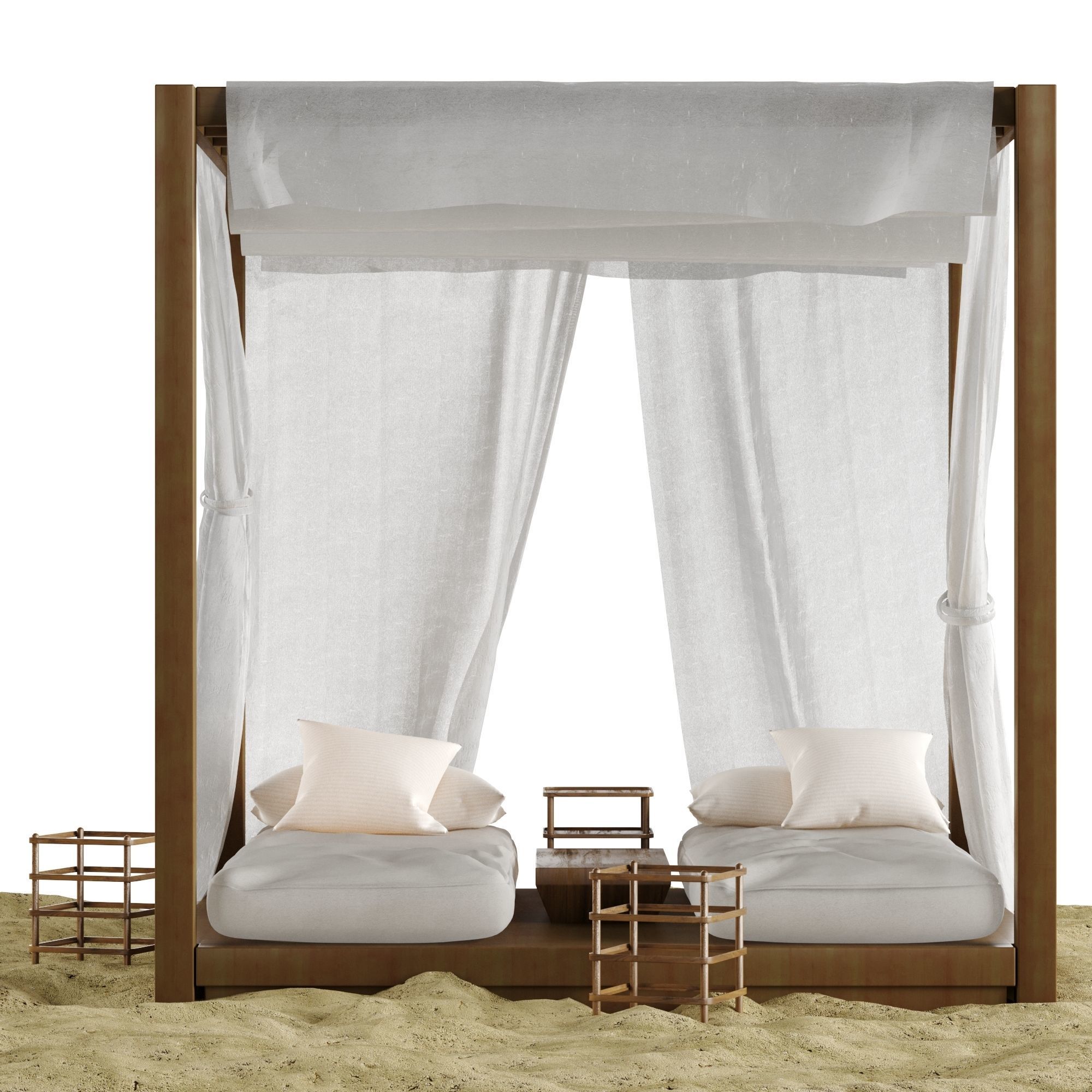 Beach lounge outdoor set 2 3D model_10
