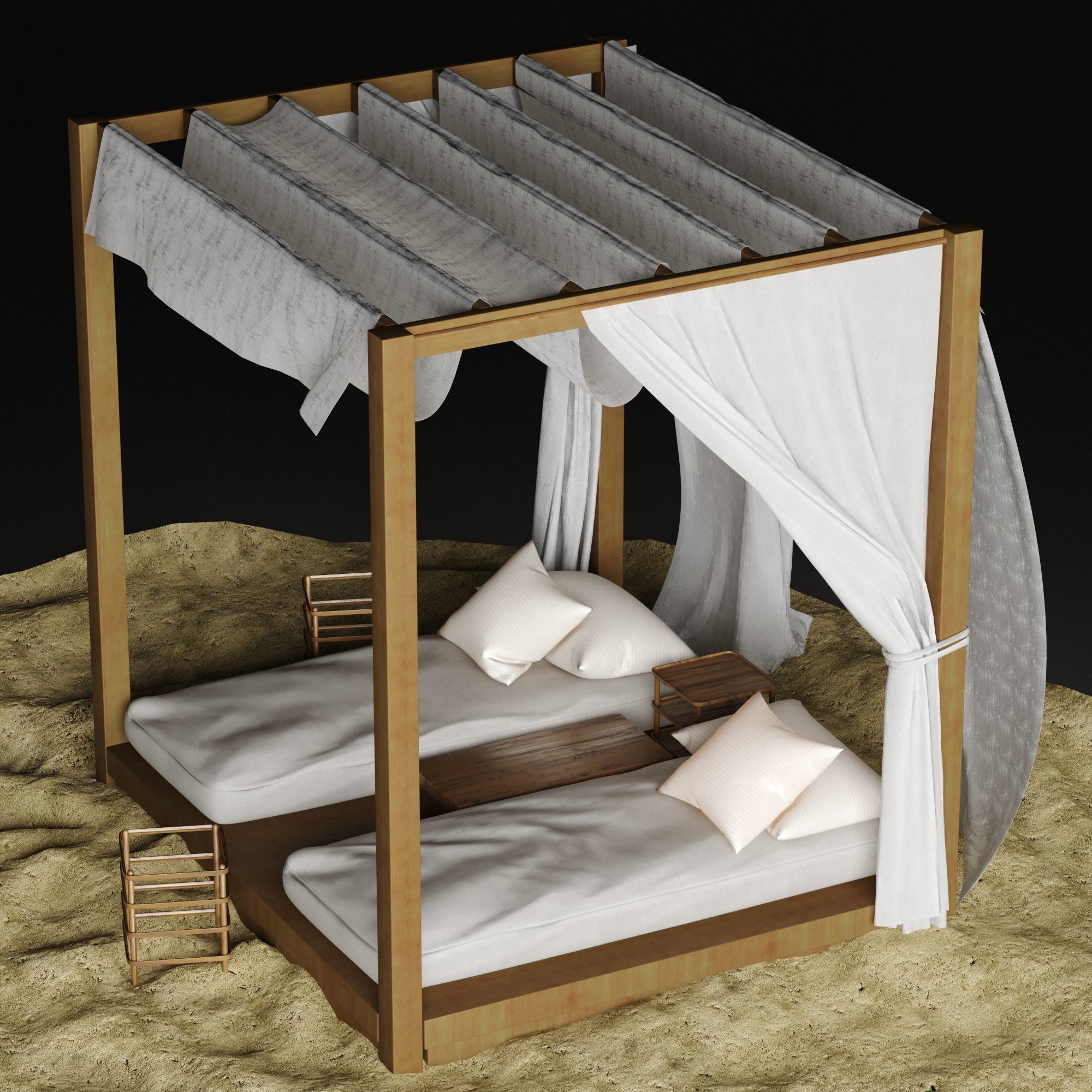 Beach lounge outdoor set 2 3D model_31