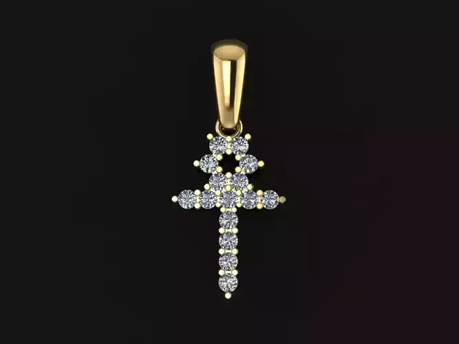 Dainty Ankh Egyptian Cross Diamond Pendant