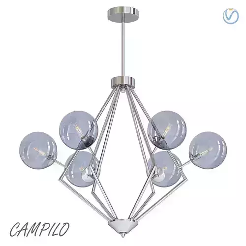 CAMPILO campiglio light chandelier in chrome with clear glass... 3D model