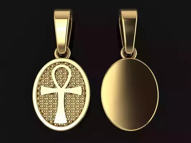 ANKH OVAL PLATE FRAME EGYPTIAN CROSS PENDANT