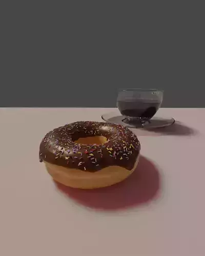 Donut with sprinkles and cup of coffee