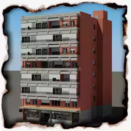 Building residential Low-poly 3D model